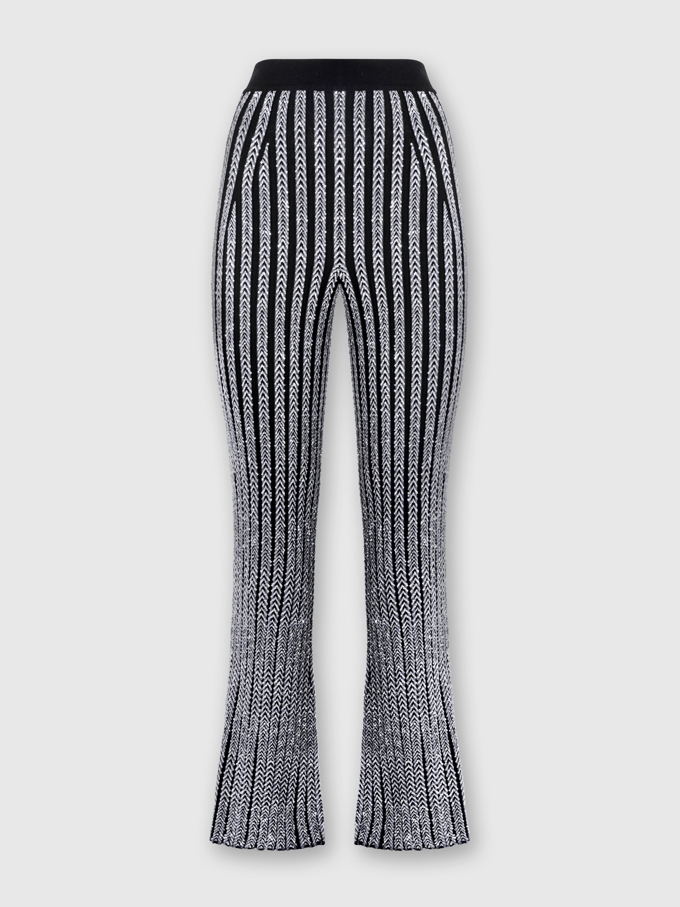 Missoni Sequin-embellished Ribbed-knit Flared Pants In Multicoloured