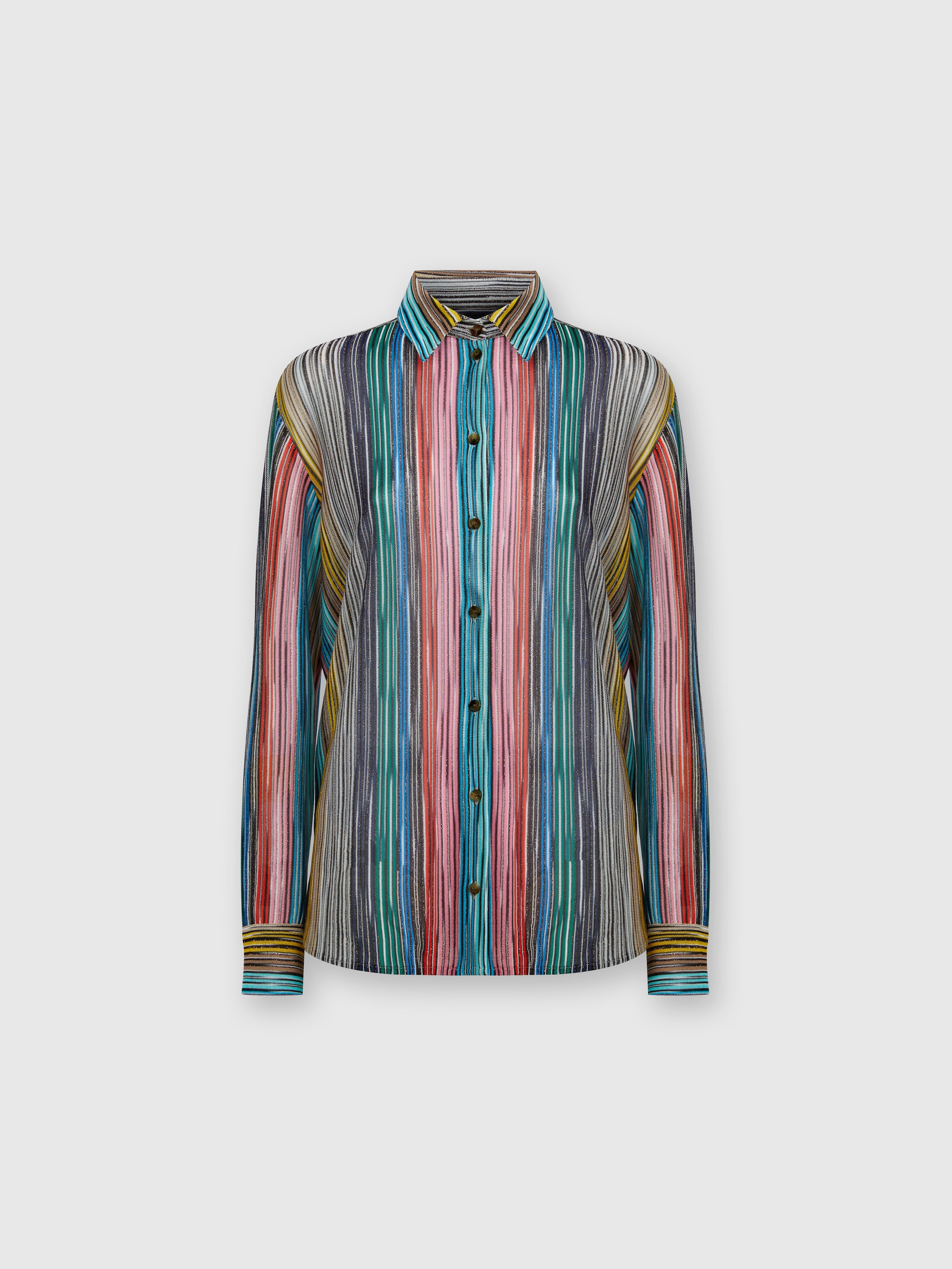 Lamé slub ribbed knit shirt