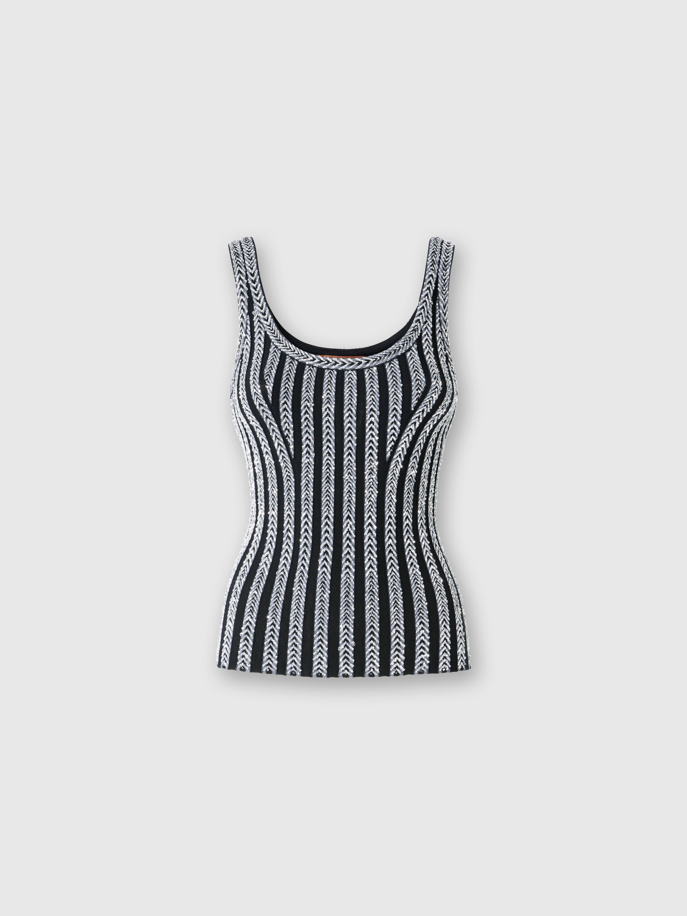 Missoni Zig Zag Ribbed Tank Top With Sequins In Multicoloured