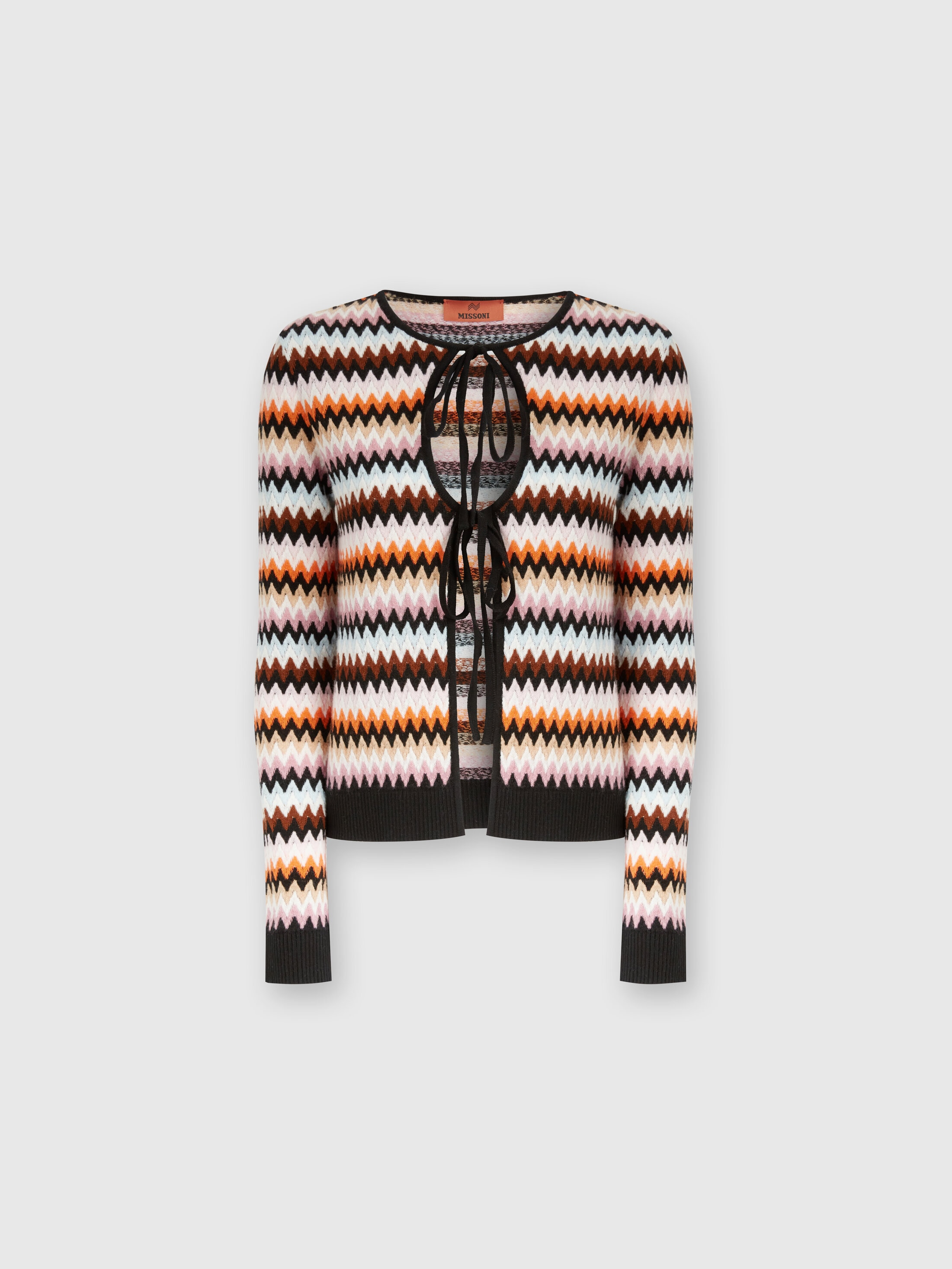 Missoni Striped Wool Knit Self-tie Cardigan In Multicoloured
