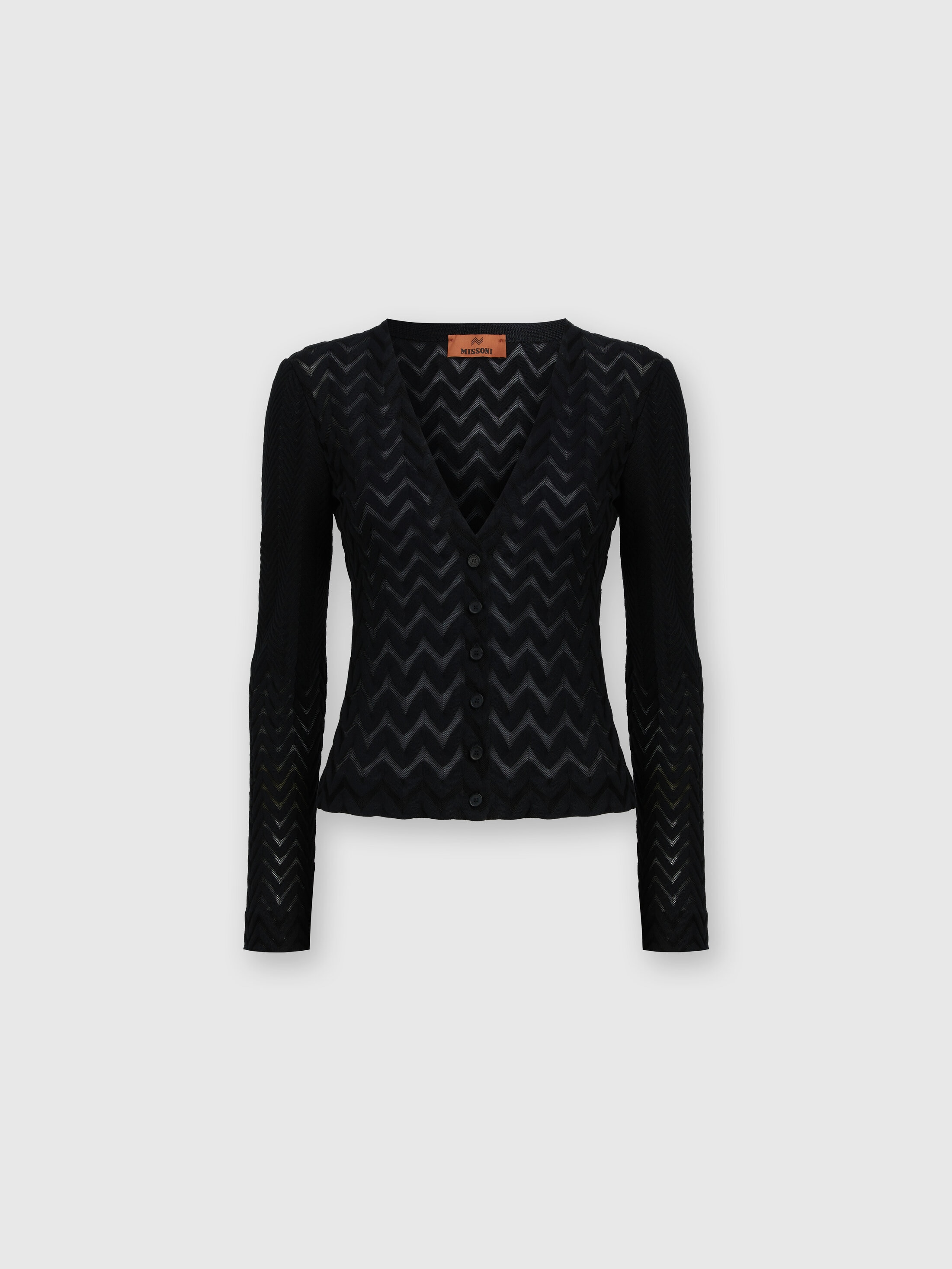 Missoni Chevron Cardigan See-through Effect In Black