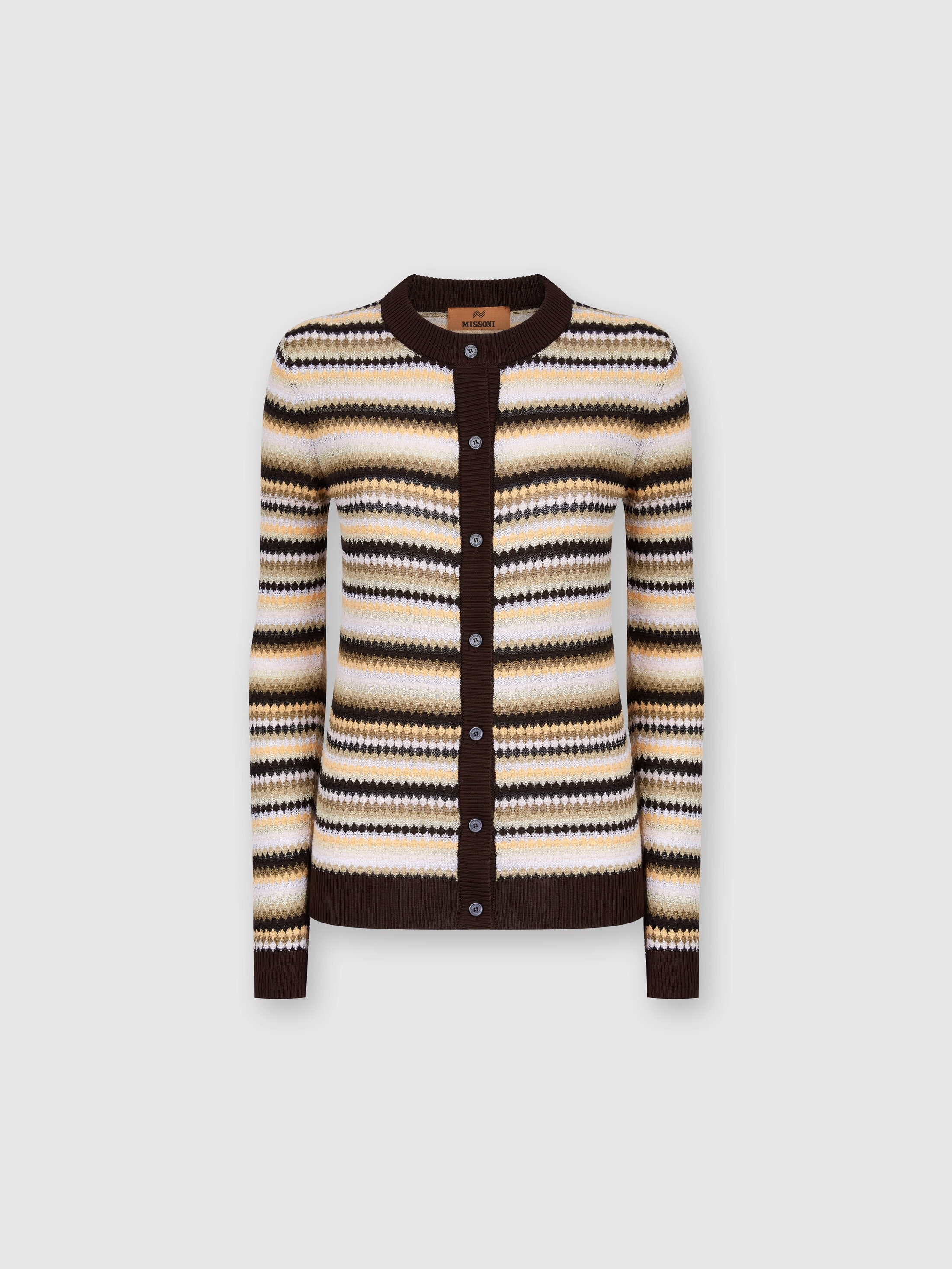 Missoni Striped Cotton And Viscose Cardigan With Contrasting Piping In Multicoloured