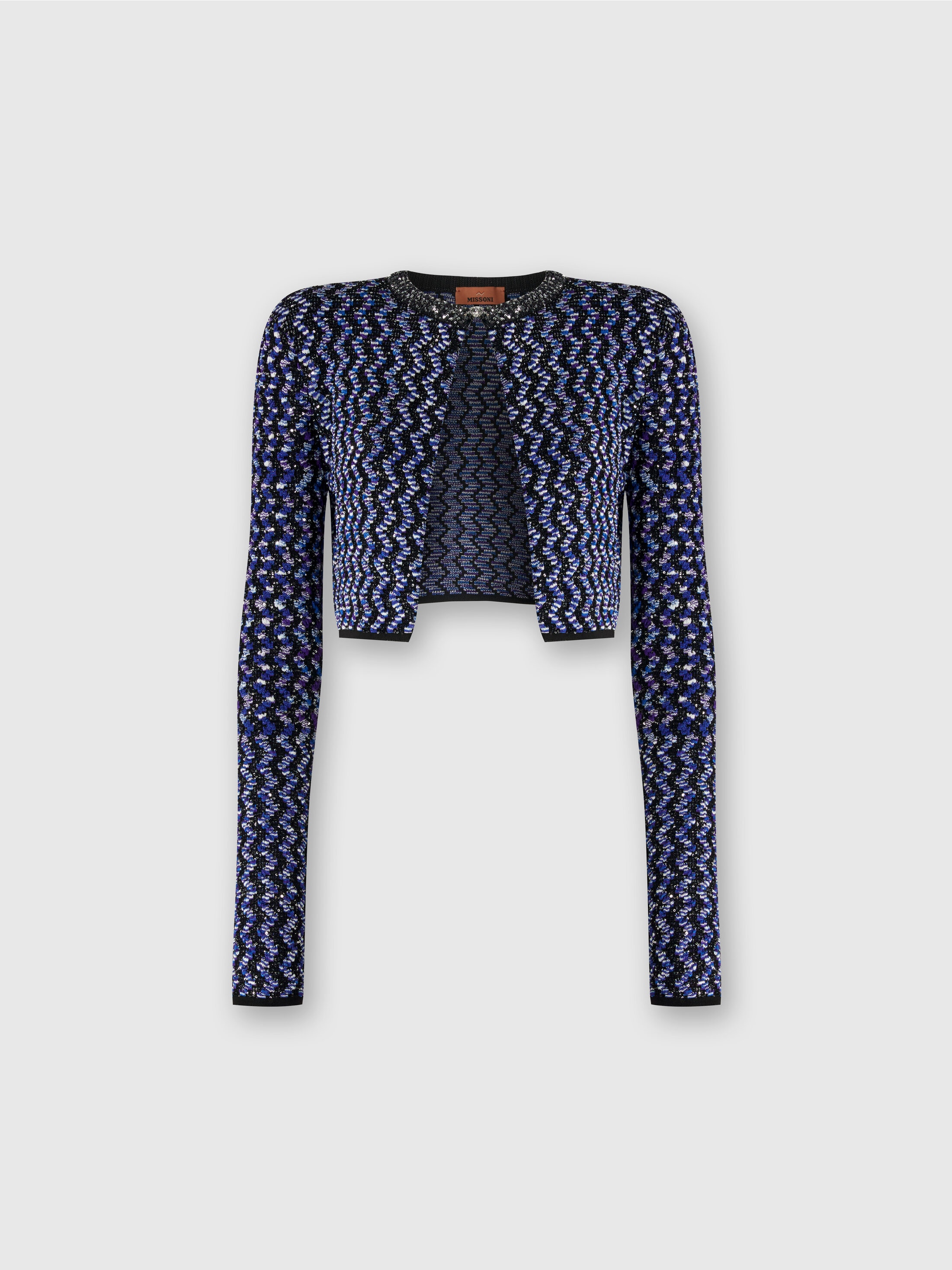 Missoni Embossed Zig Zag Cardigan With Sequins In Black