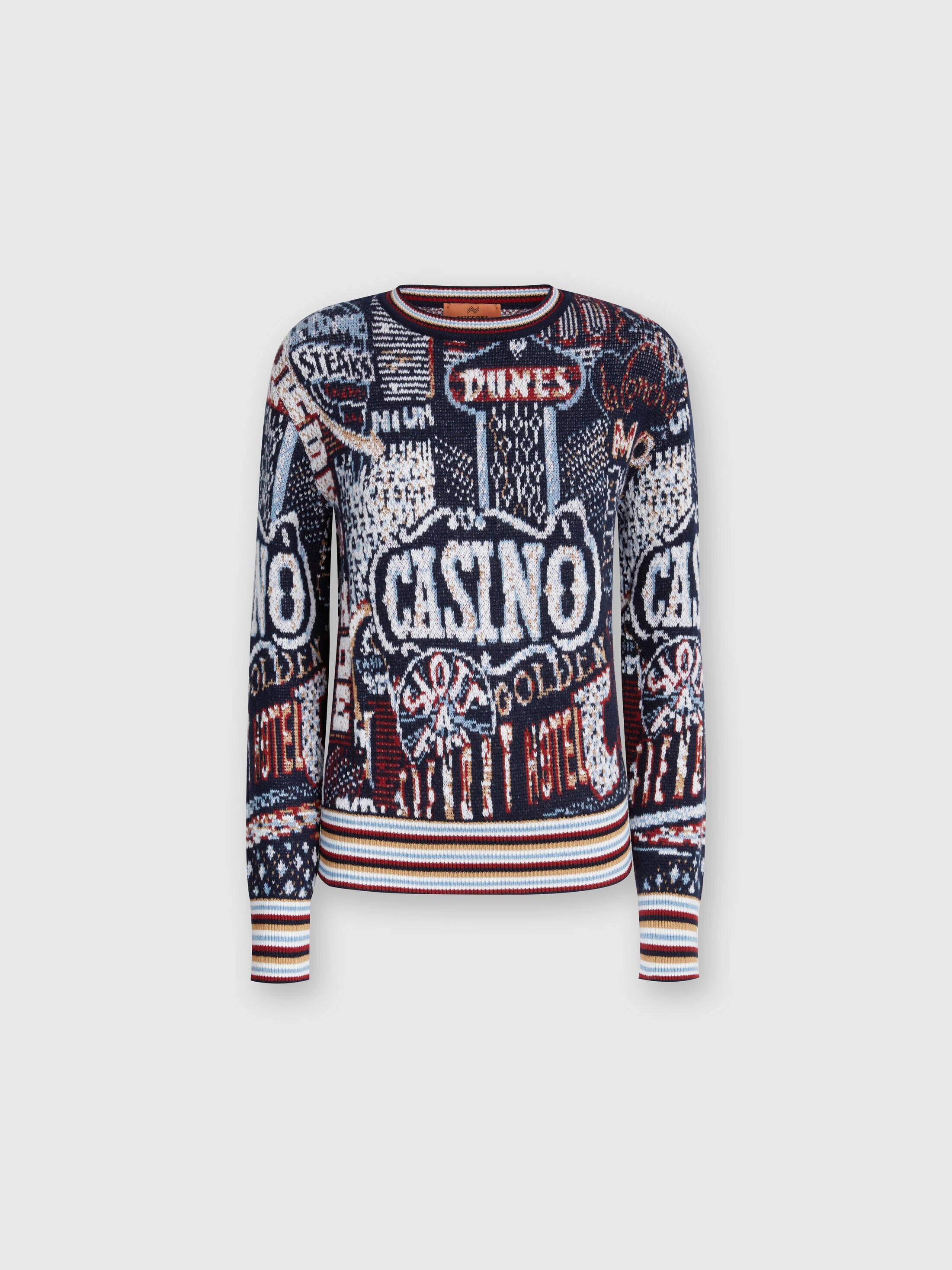 【BAON】[unisex] Le Moon color combination lettering knit Ánimo con Roses (Blue Black Pen & Ink Style) - Unisex Knit