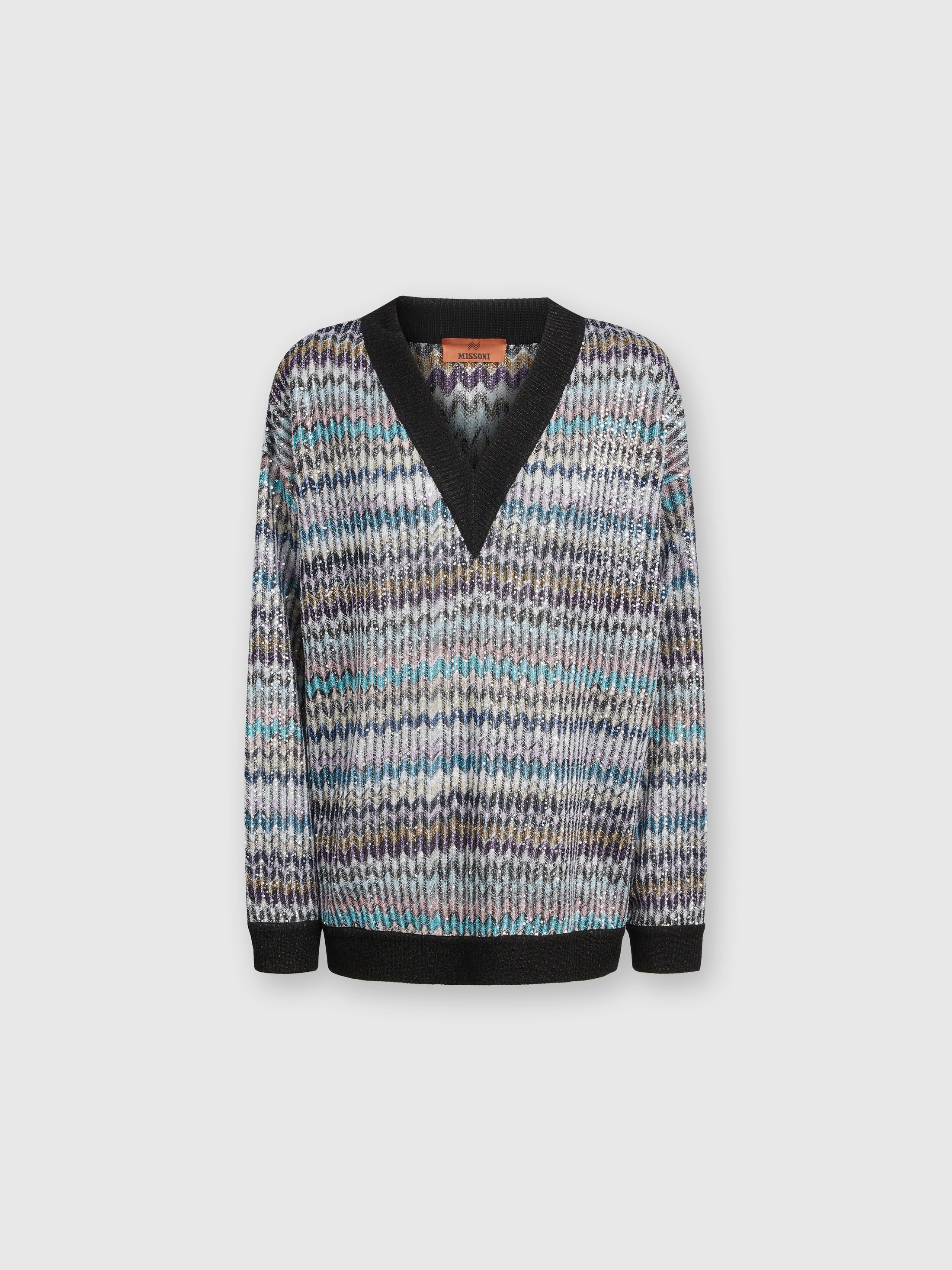 Shop Missoni Oversize-pullover Mit V-ausschnitt Und Pailletten In Multicoloured