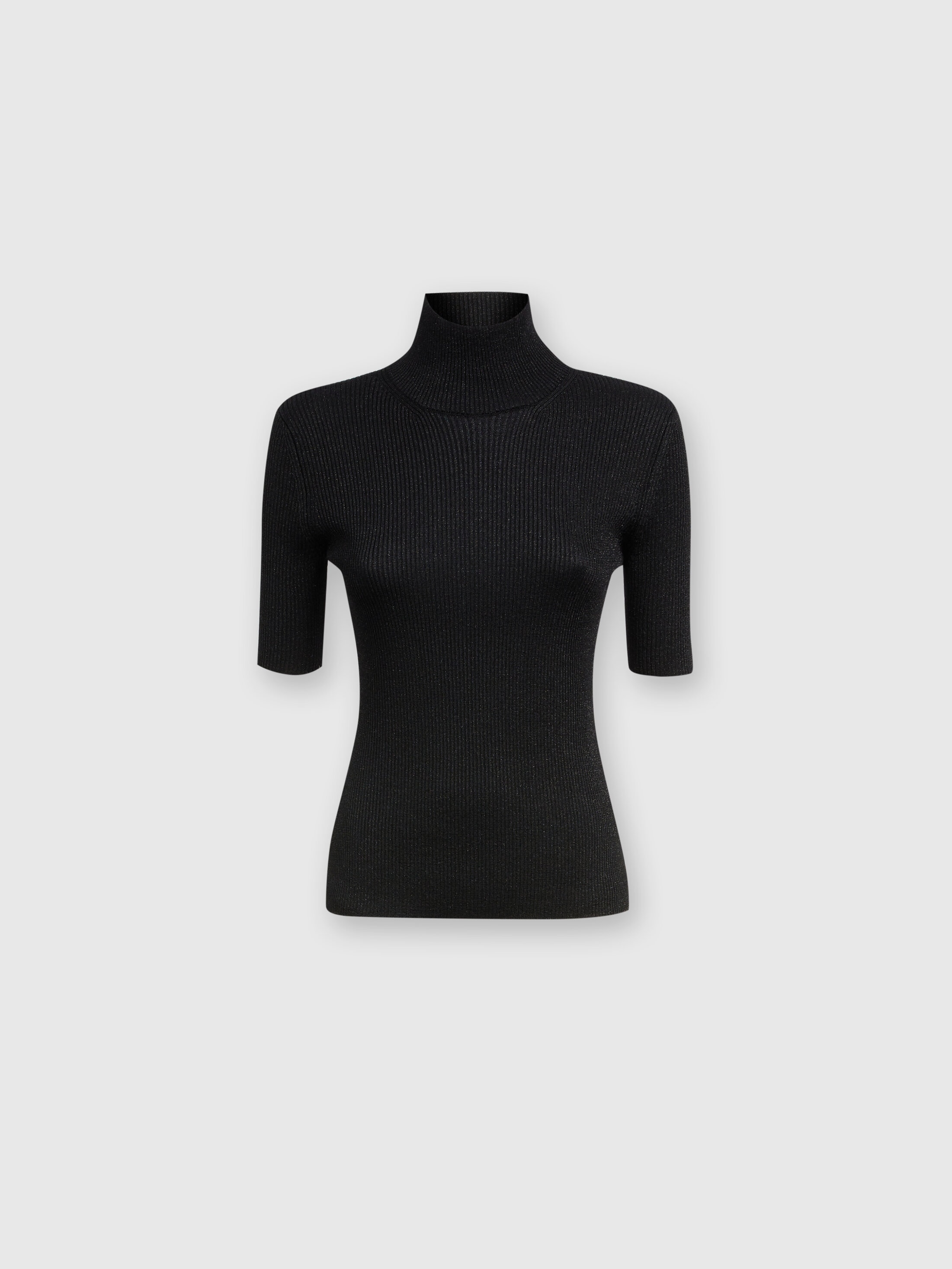 Missoni Short-sleeved Turtleneck In Glitter-effect Viscose In Black