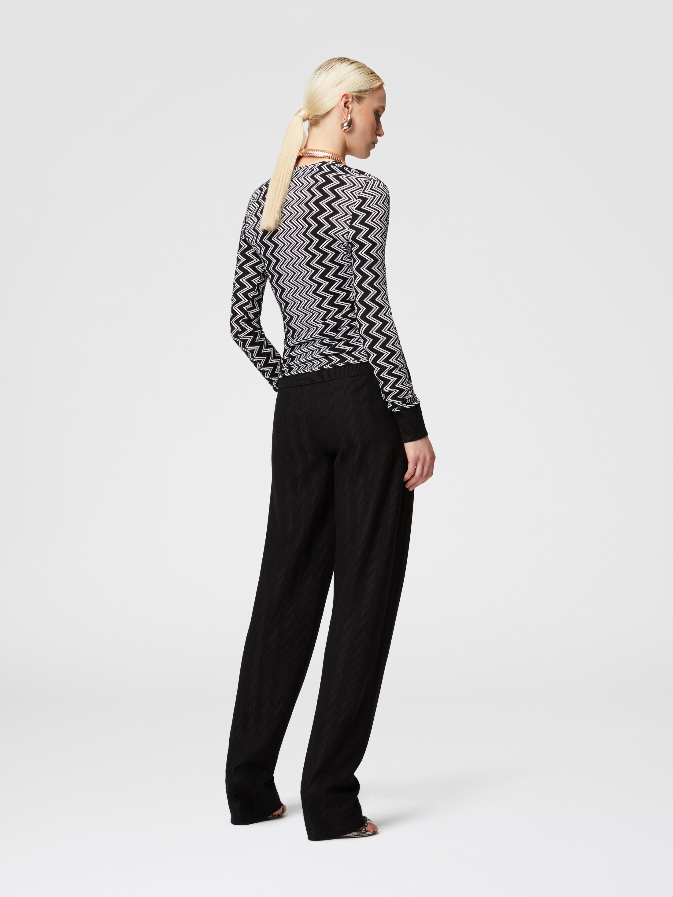 MISSONI◆ニット・セーター(薄手)/--/ウール/GRY/ストライプ MISSONI マルチカラー ストライプ ニットセーター イタリア製