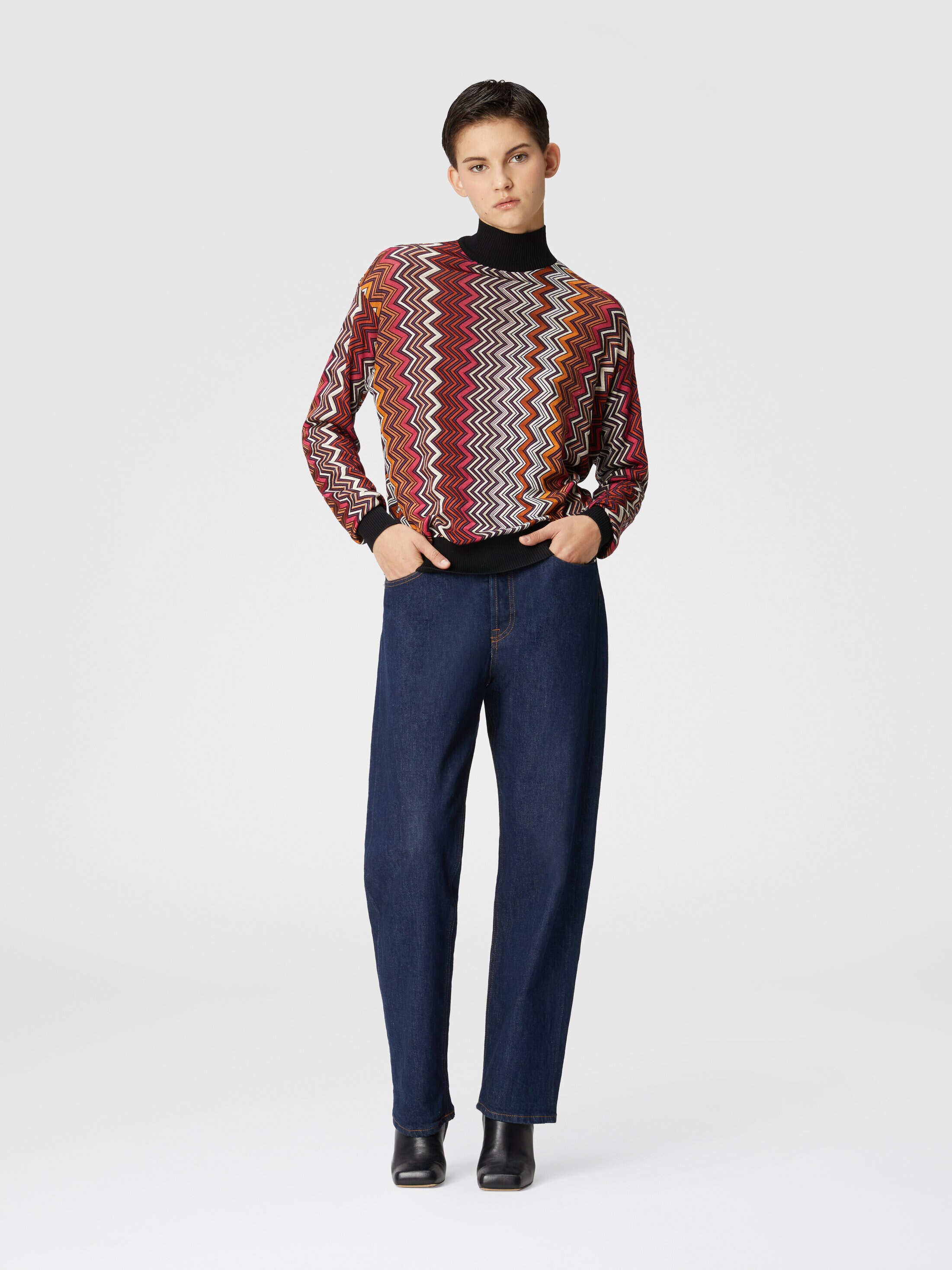 パーカー・フーディ MISSONI SS24 Missoni Sweaters Black (TS24SW02 BJ00H0S91J4) Zig zag cotton crewneck sweatshirt Black & Blue | Missoni