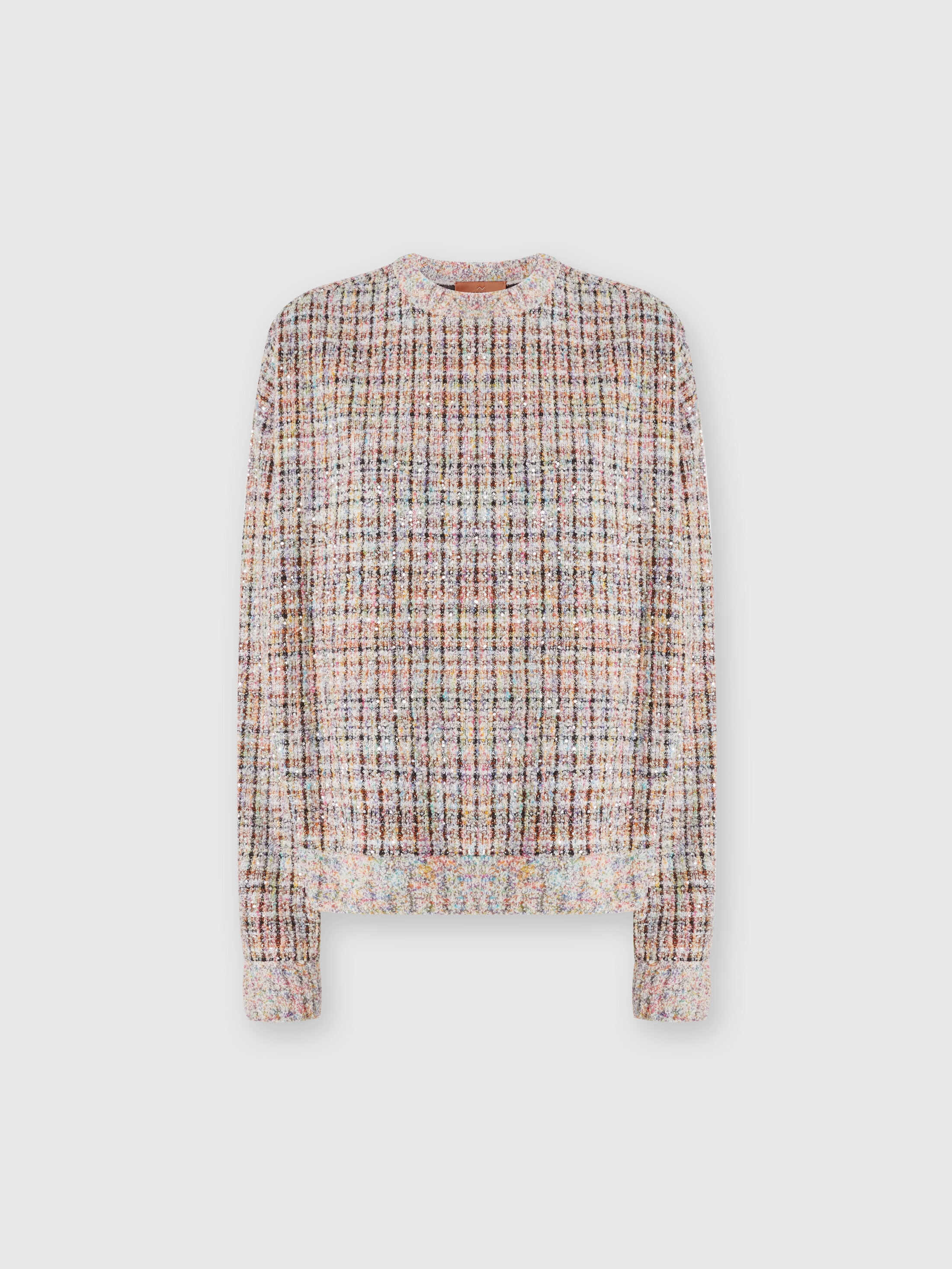 MISSONI BOUCLÉ KARIERTES SWEATSHIRT MIT RUNDHALSAUSSCHNITT UND PAILLETTEN 