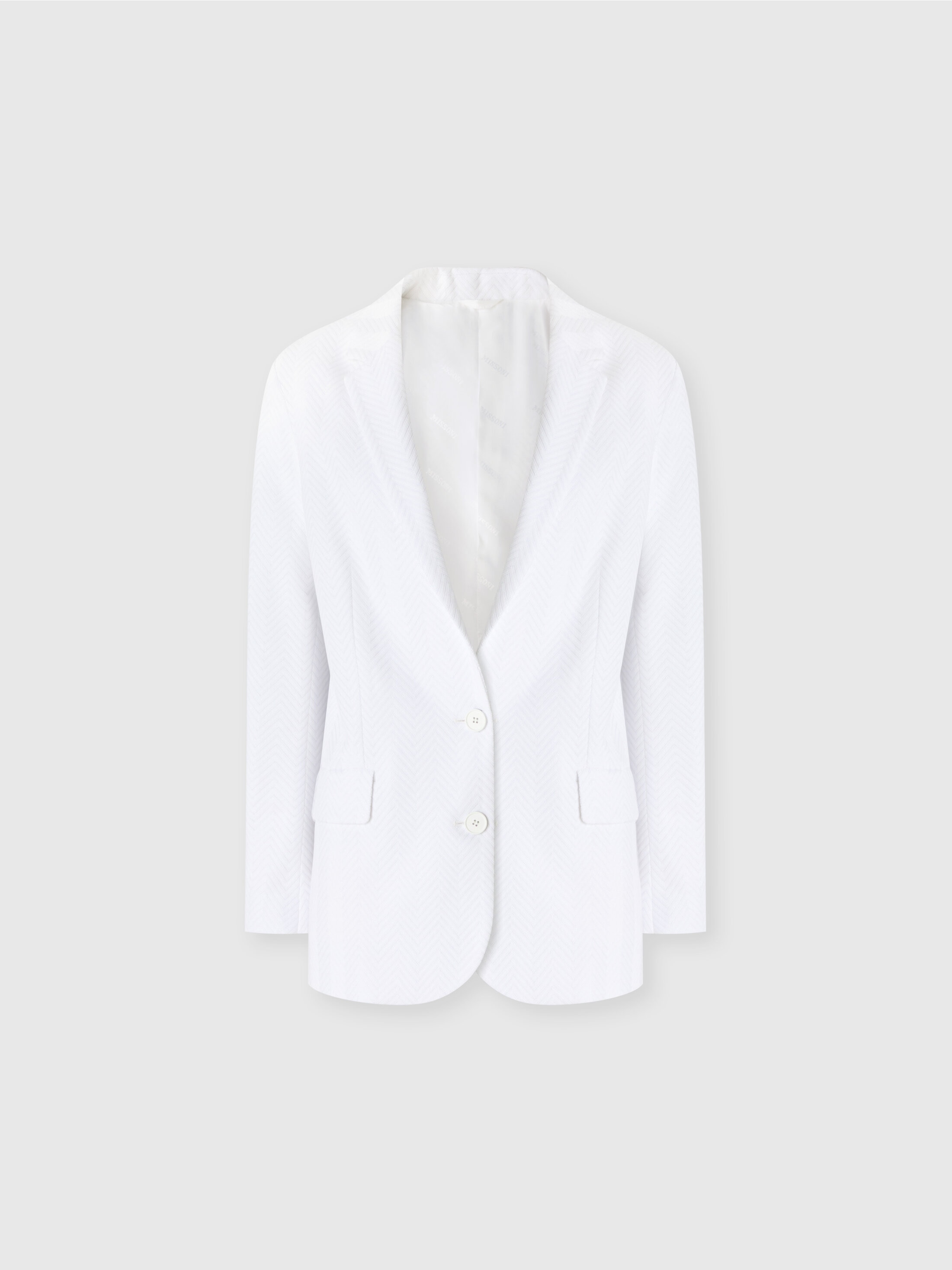 Missoni Single-breasted Blazer In Cotton And Zig Zag Viscose Tone On Tone In White