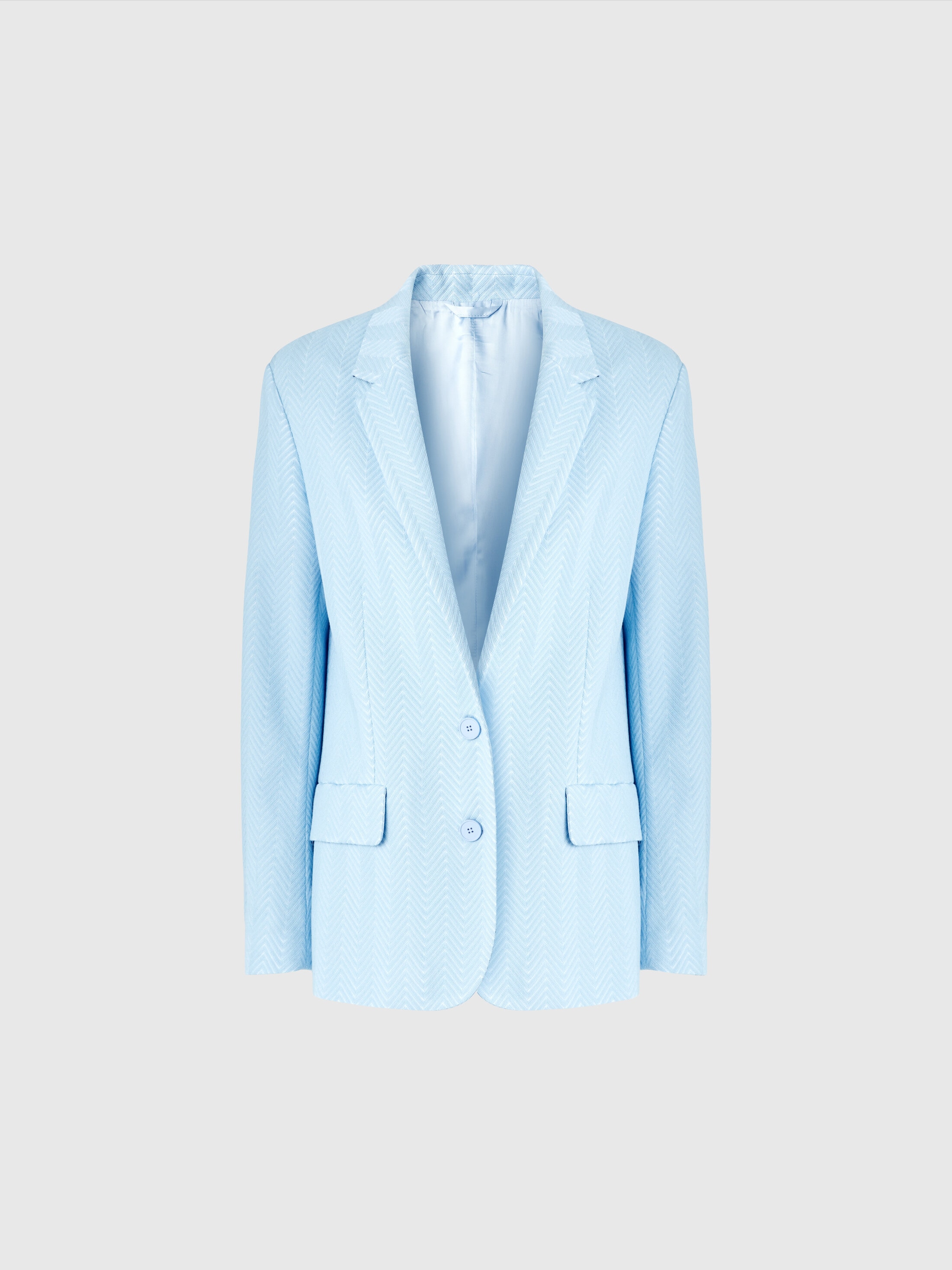 MISSONI EINREIHIGER BLAZER AUS BAUMWOLLE UND ZICK-ZACK-VISKOSE TON IN TON 