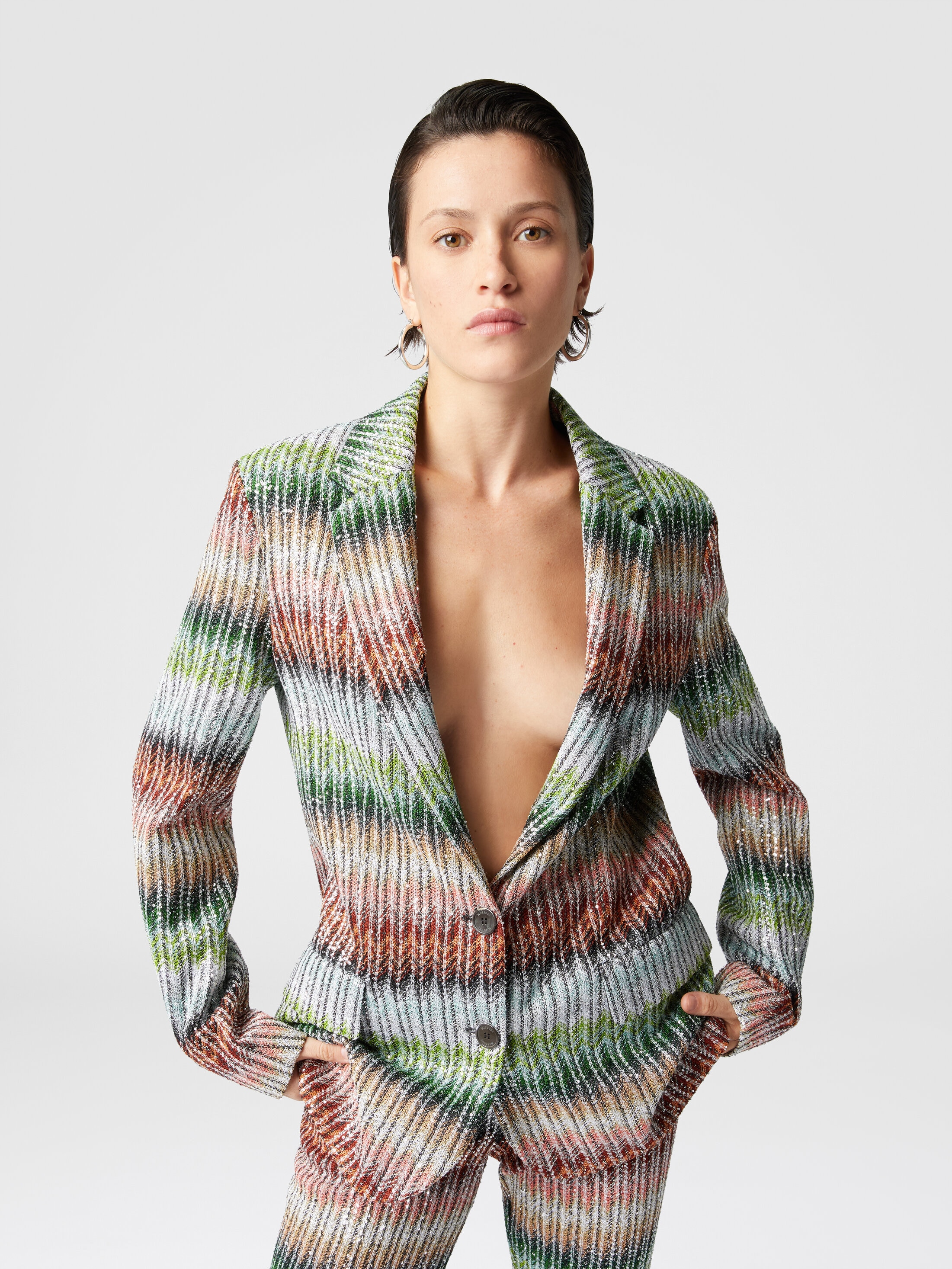 Dégradé zig zag knit blazer with sequins Multicoloured | Missoni