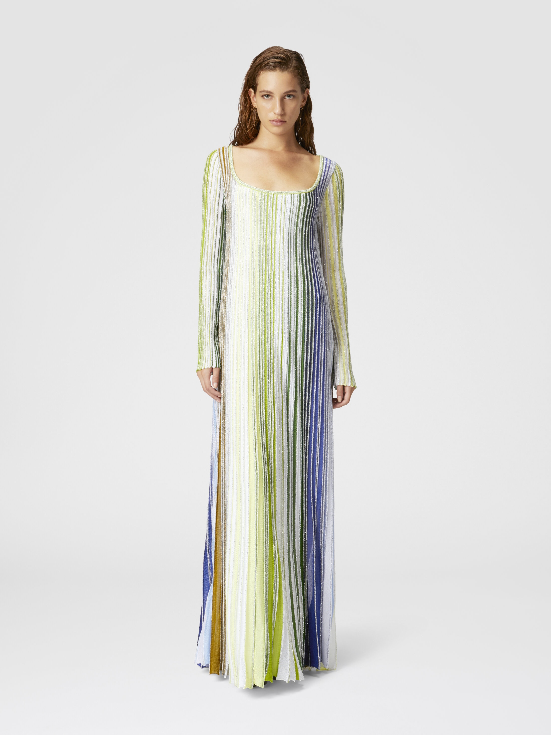 MISSONI ストライプタイトスカート パープル ブルー 46 オシャレ