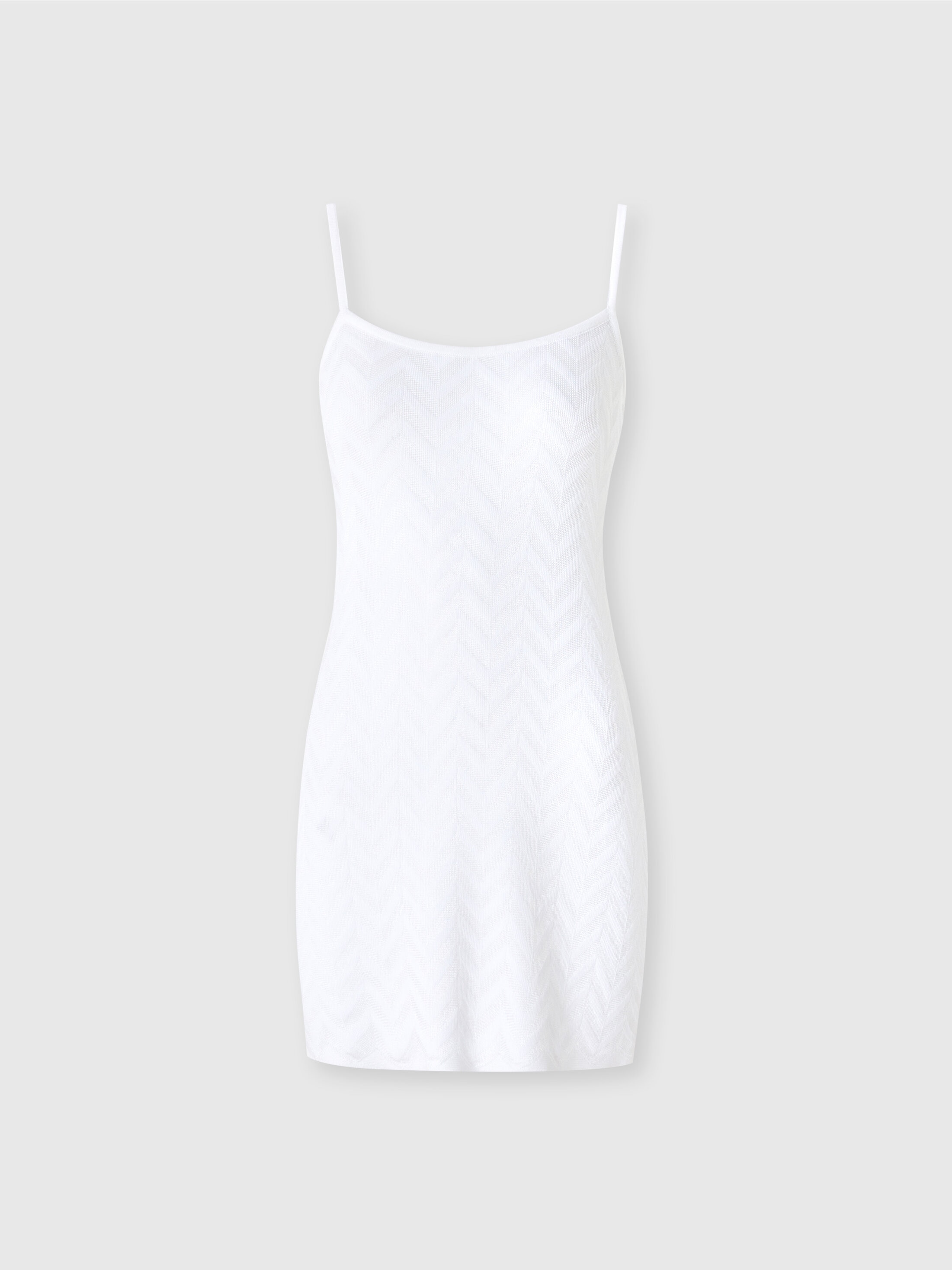 Missoni Tonal Chevron Sleeveless Mini-dress In White