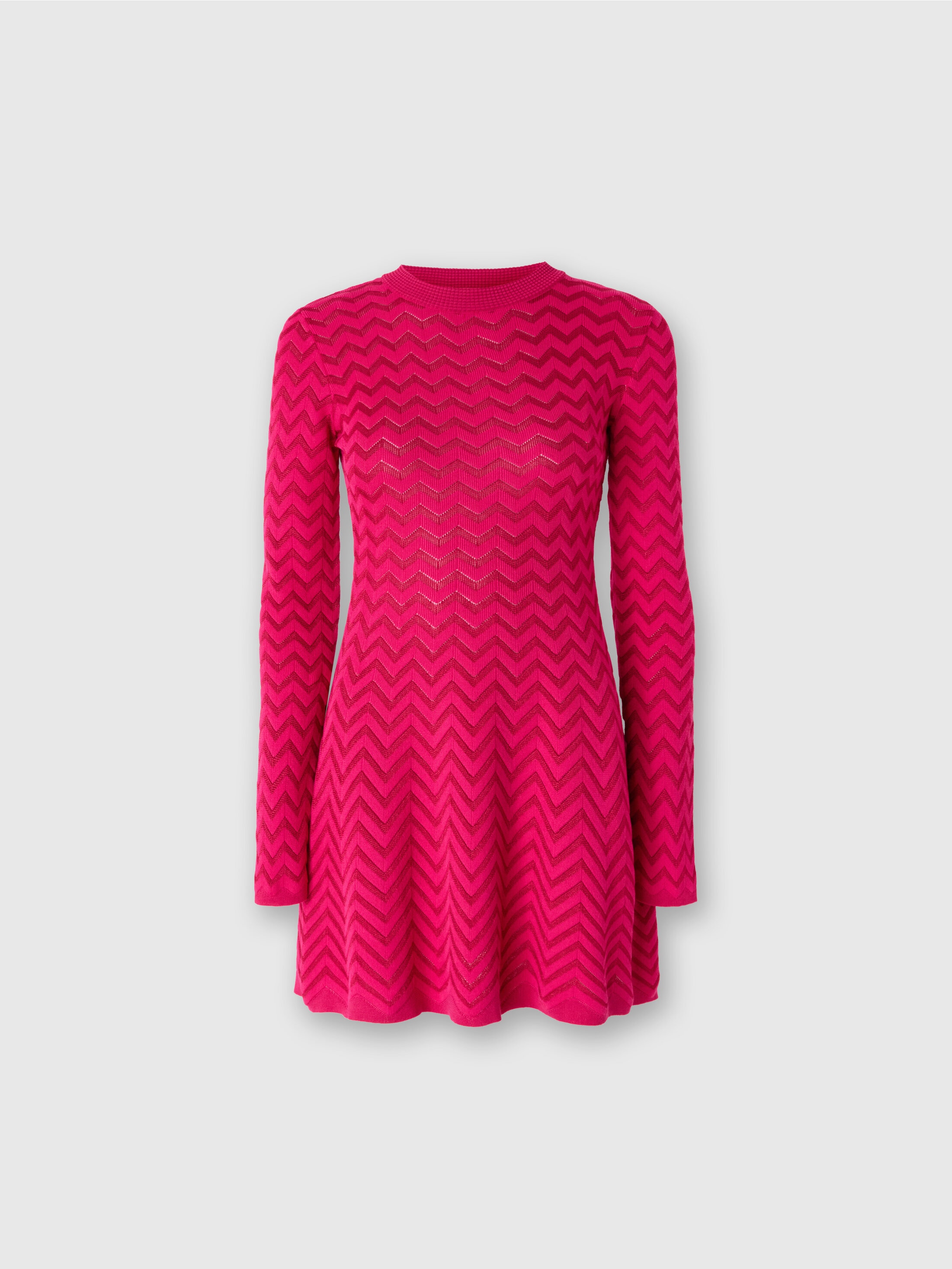 Shop Missoni Langärmeliges Minikleid Mit Chevron In Ton In Magenta Red
