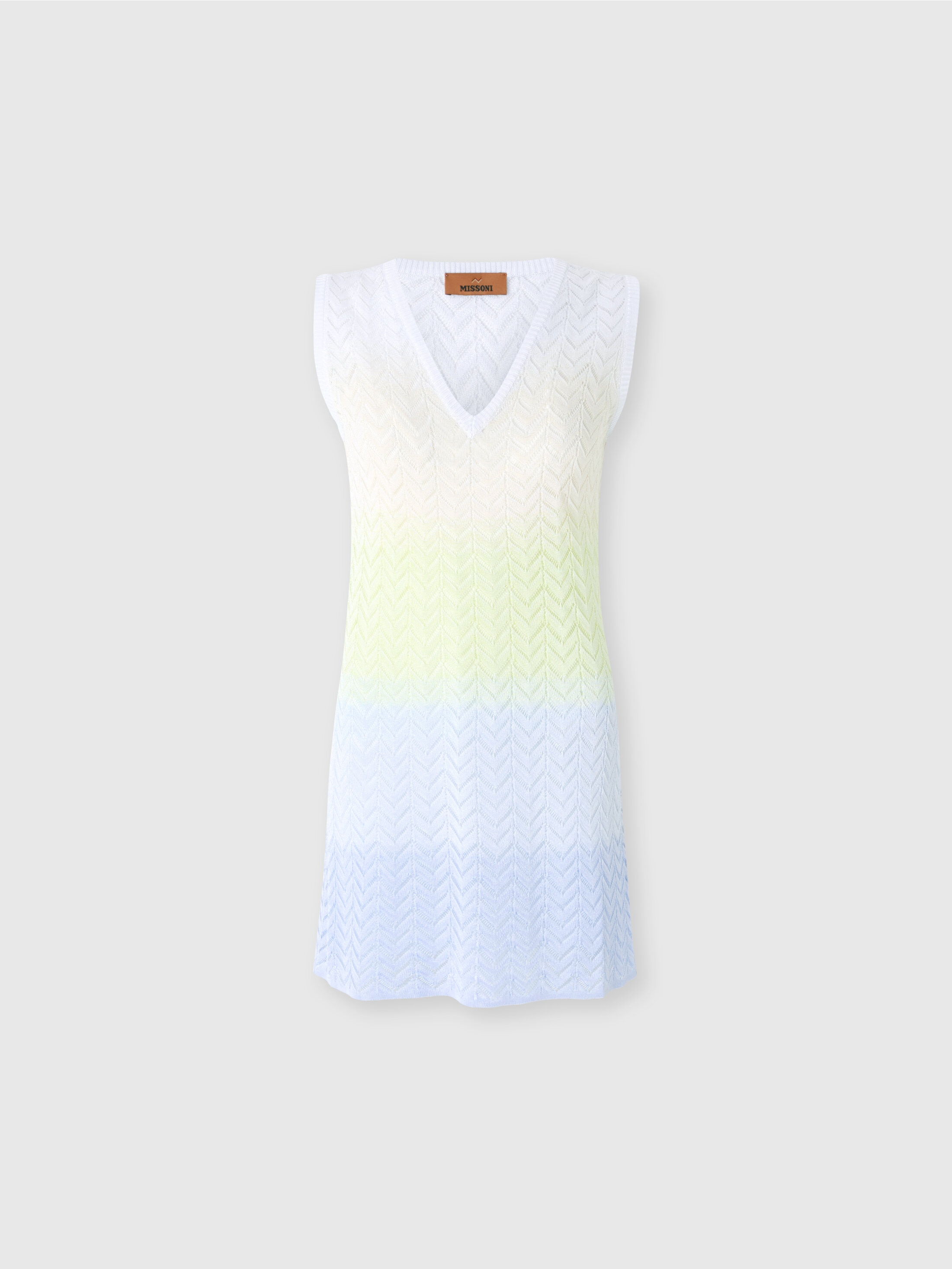 Missoni Gradient Chevron Viscose V-neck Mini-dress In Multicoloured