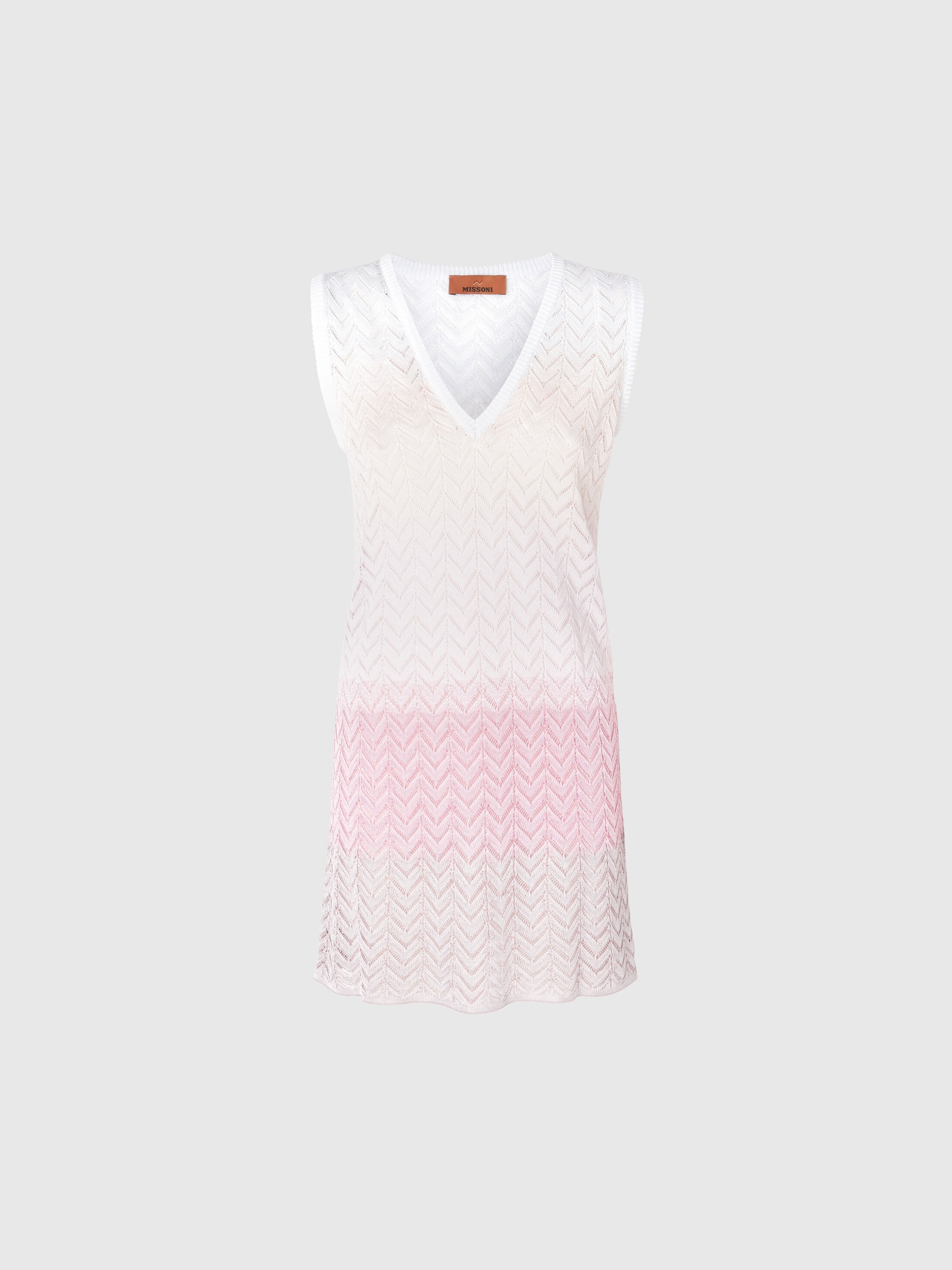 Missoni Gradient Chevron Viscose V-neck Mini-dress In Multicoloured