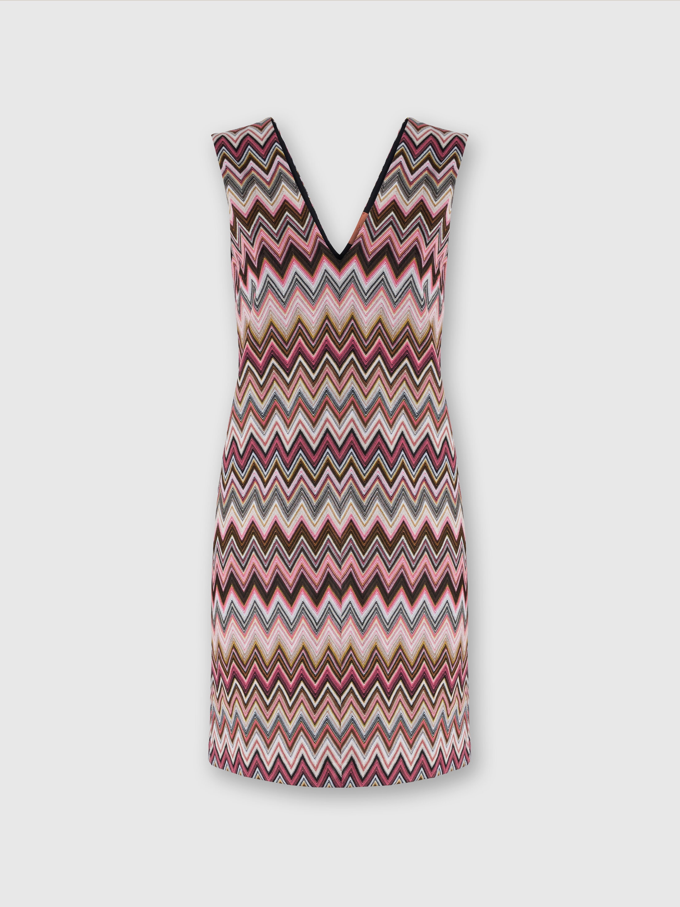 Missoni Sleeveless V-neck Cotton And Viscose Zigzag Mini-dress In Multicoloured