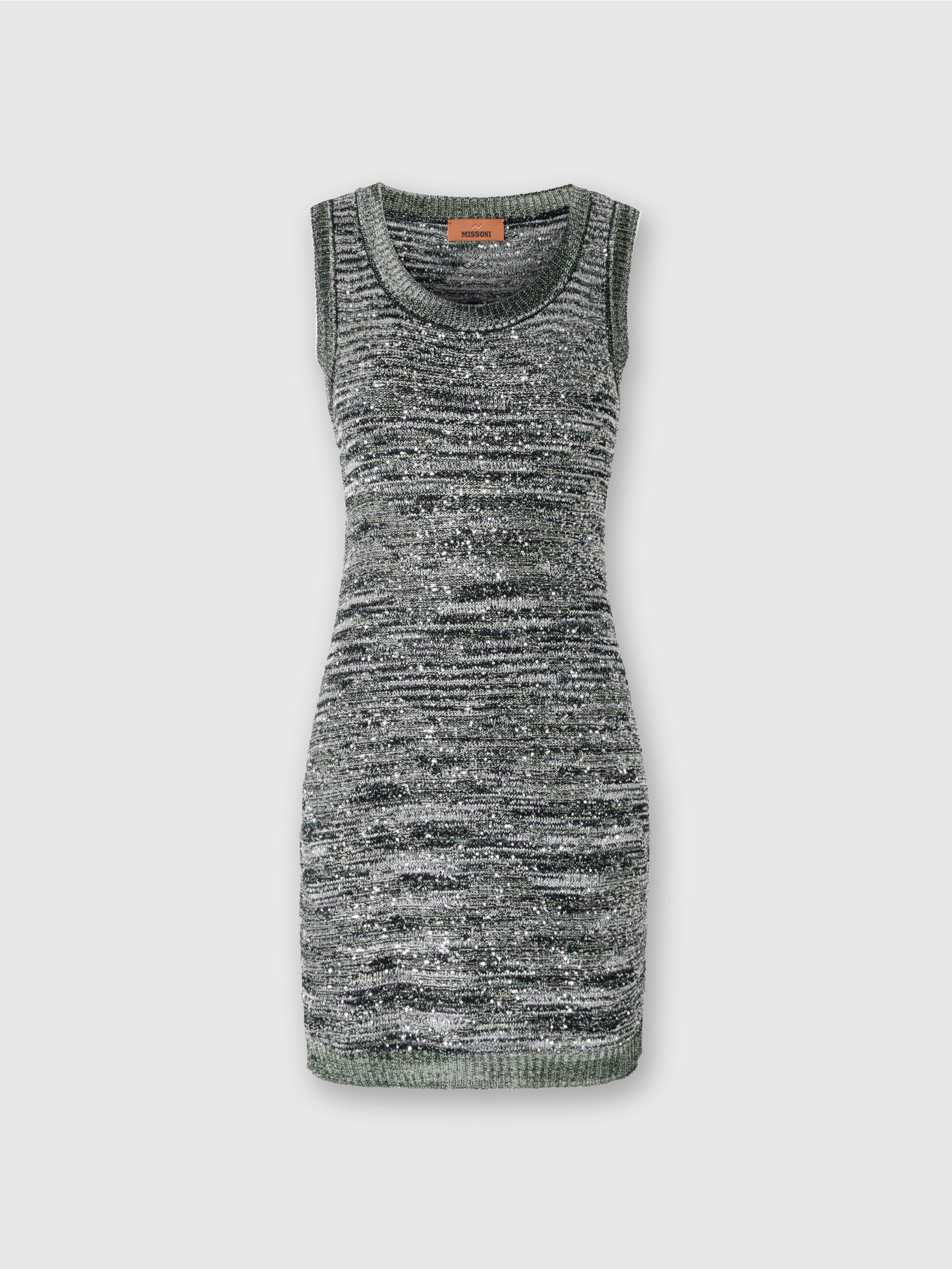 Shop Missoni Ärmelloses Minikleid Aus Slub-strick Mit Pailletten In Green,black