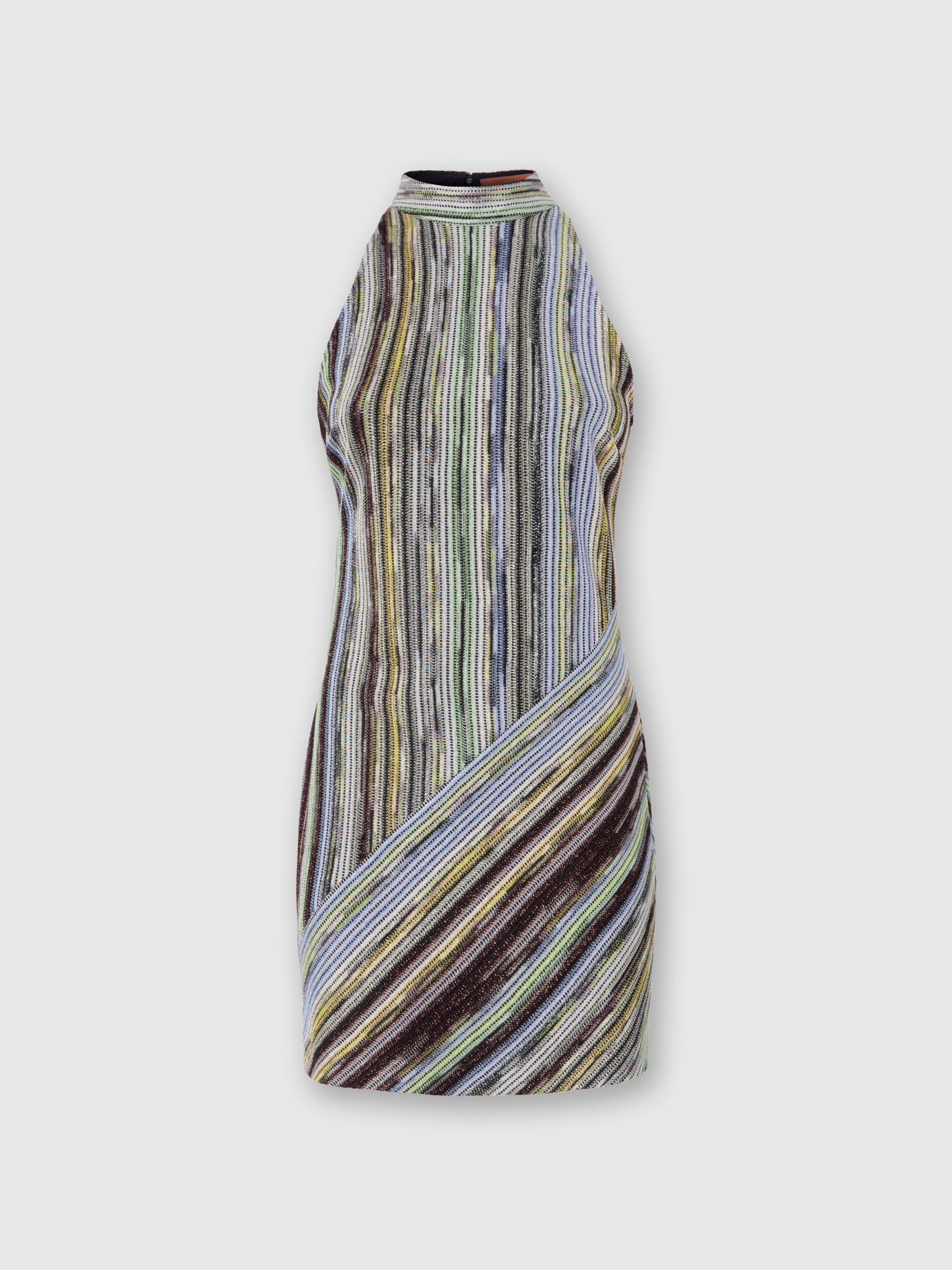 Missoni Striped Knit Halter Neckline Sleeveless Dress In Multi