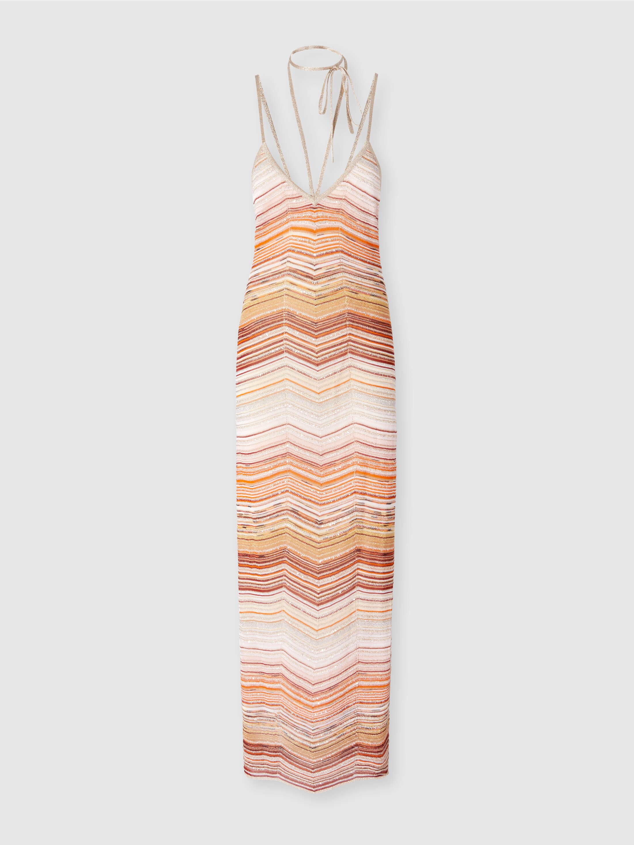 Missoni Langes Kleid Aus Chevron-lamé Mit Pailletten Und Dekorativer Spitze In Multicoloured