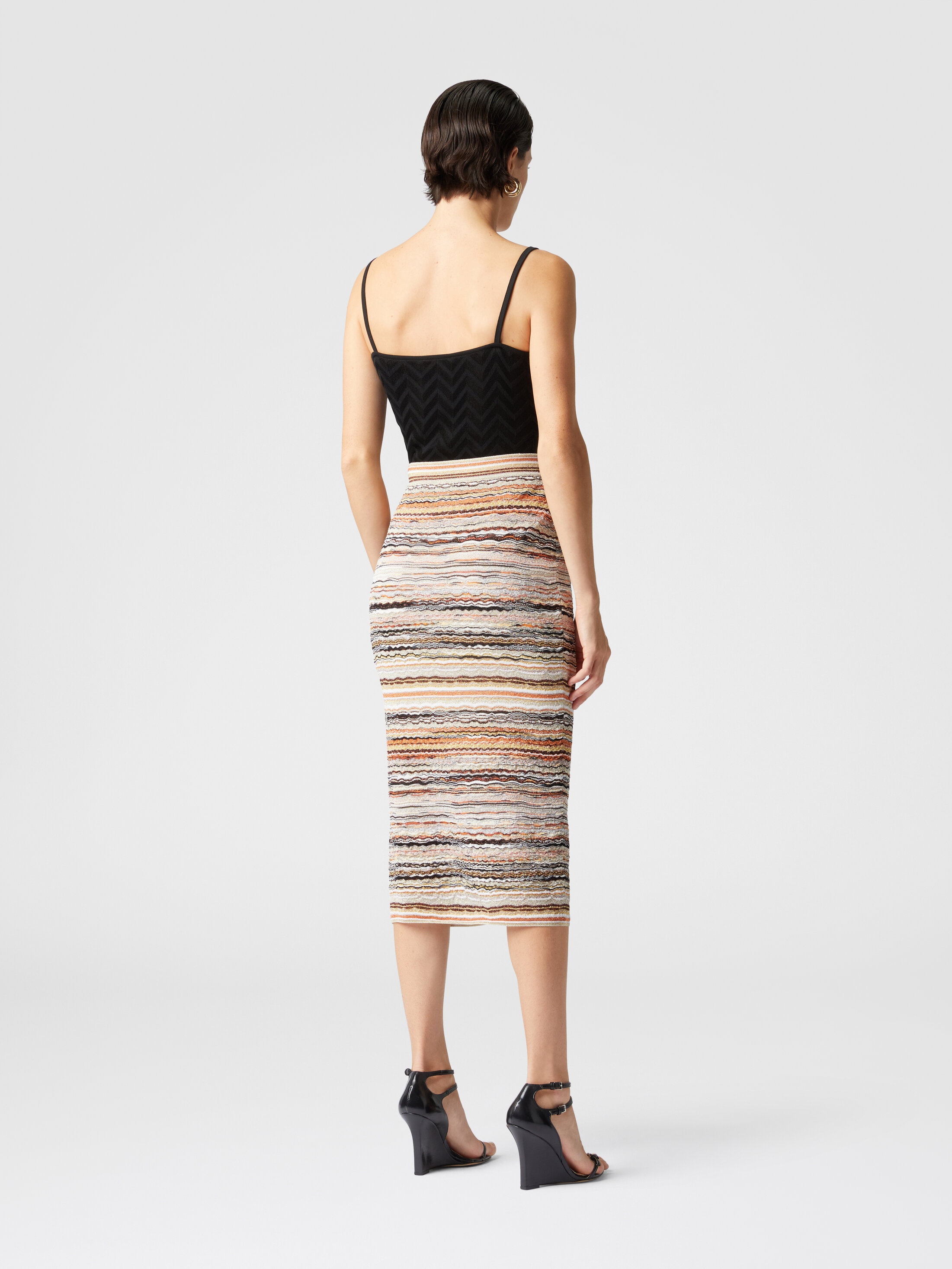 スカート MISSONI Wave pattern skirt Missoni wave-pattern Lamé Midi Skirt | Orange | FARFETCH