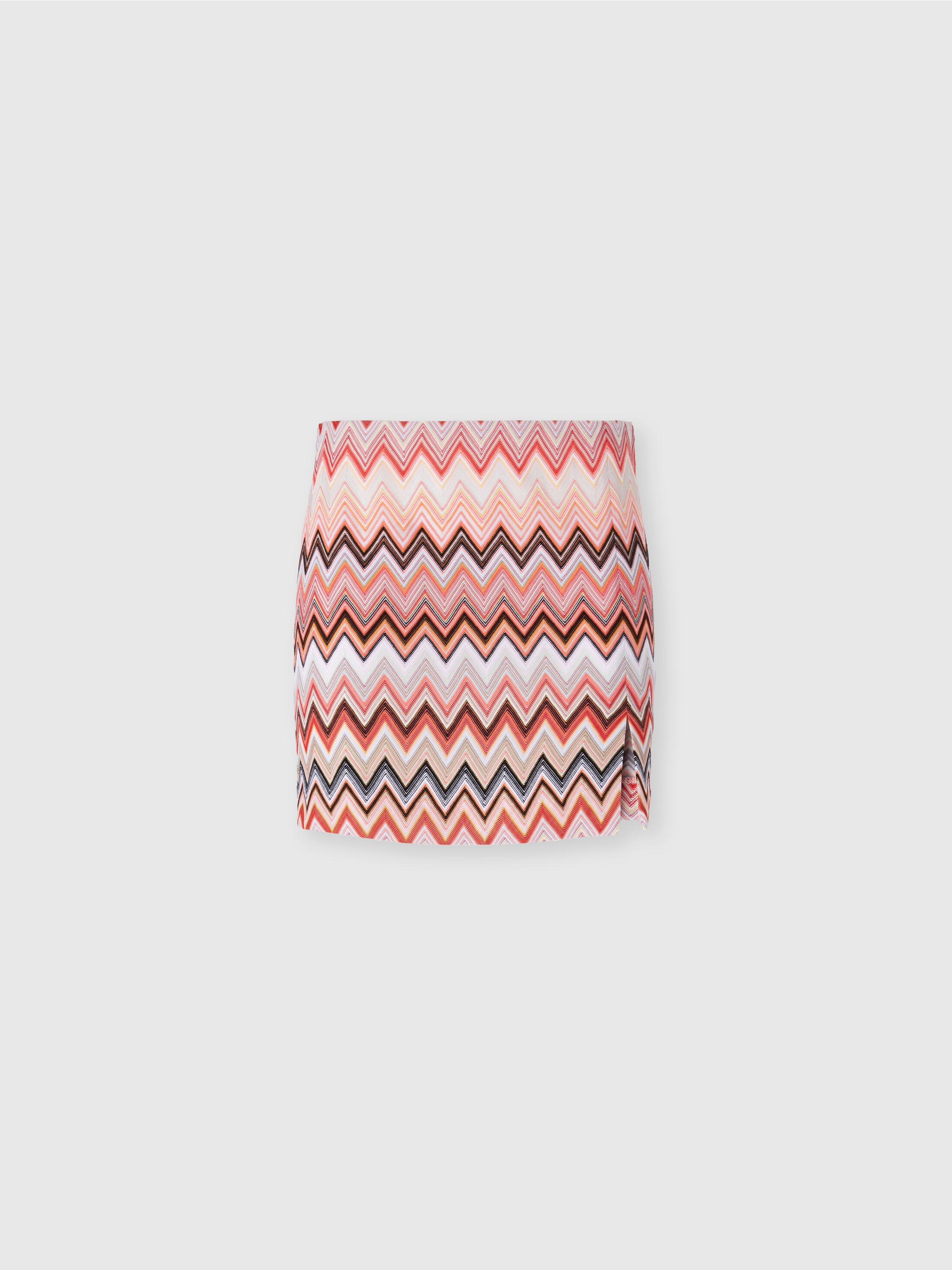 Missoni Zig Zag Cotton And Viscose Mini Skirt With Slit In Multicoloured
