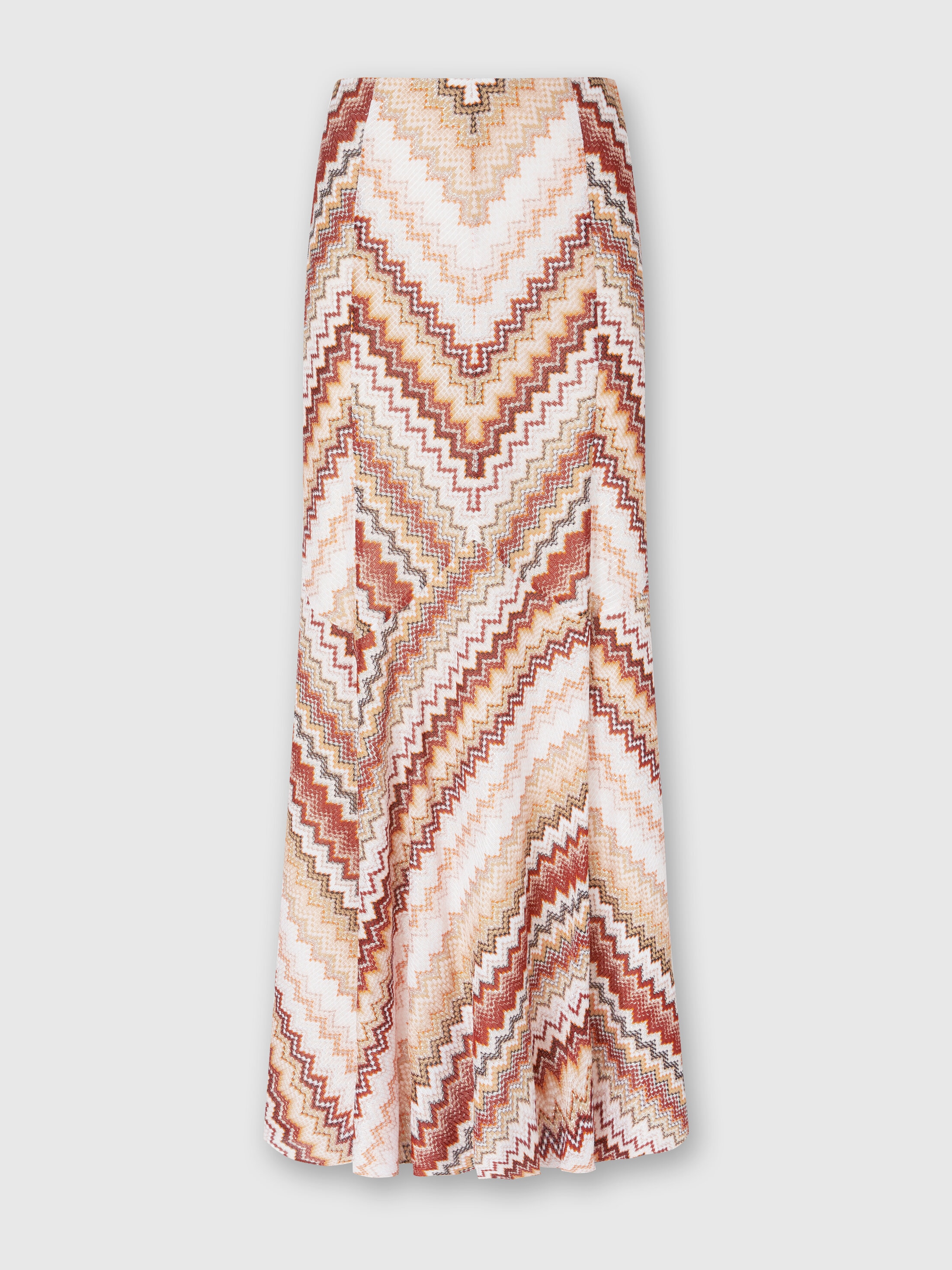 Shop Missoni Langer Ausgestellter Rock Mit Lamé-zick-zack-muster In Multicoloured