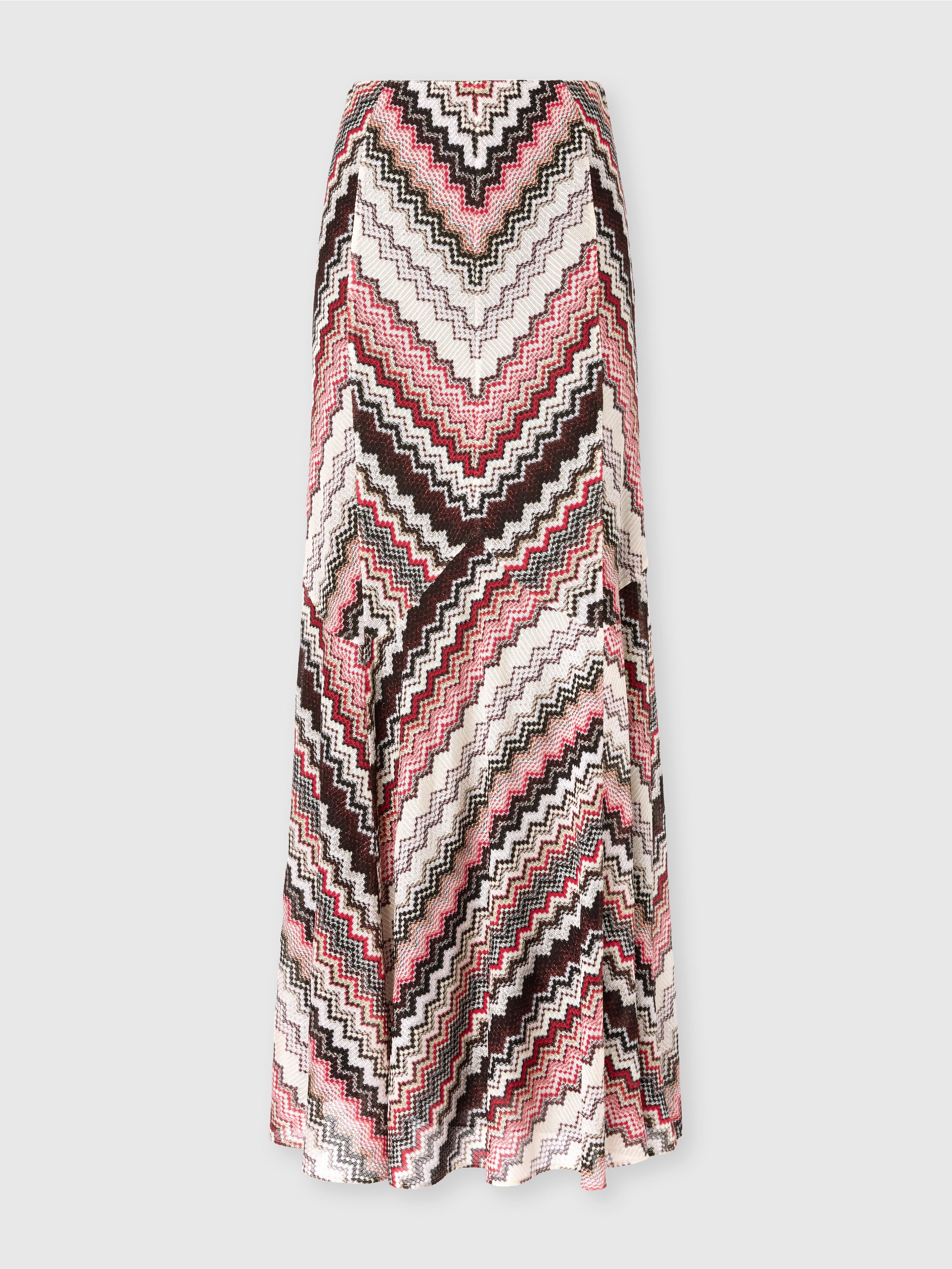 Shop Missoni Langer Ausgestellter Rock Mit Lamé-zick-zack-muster In Multicoloured