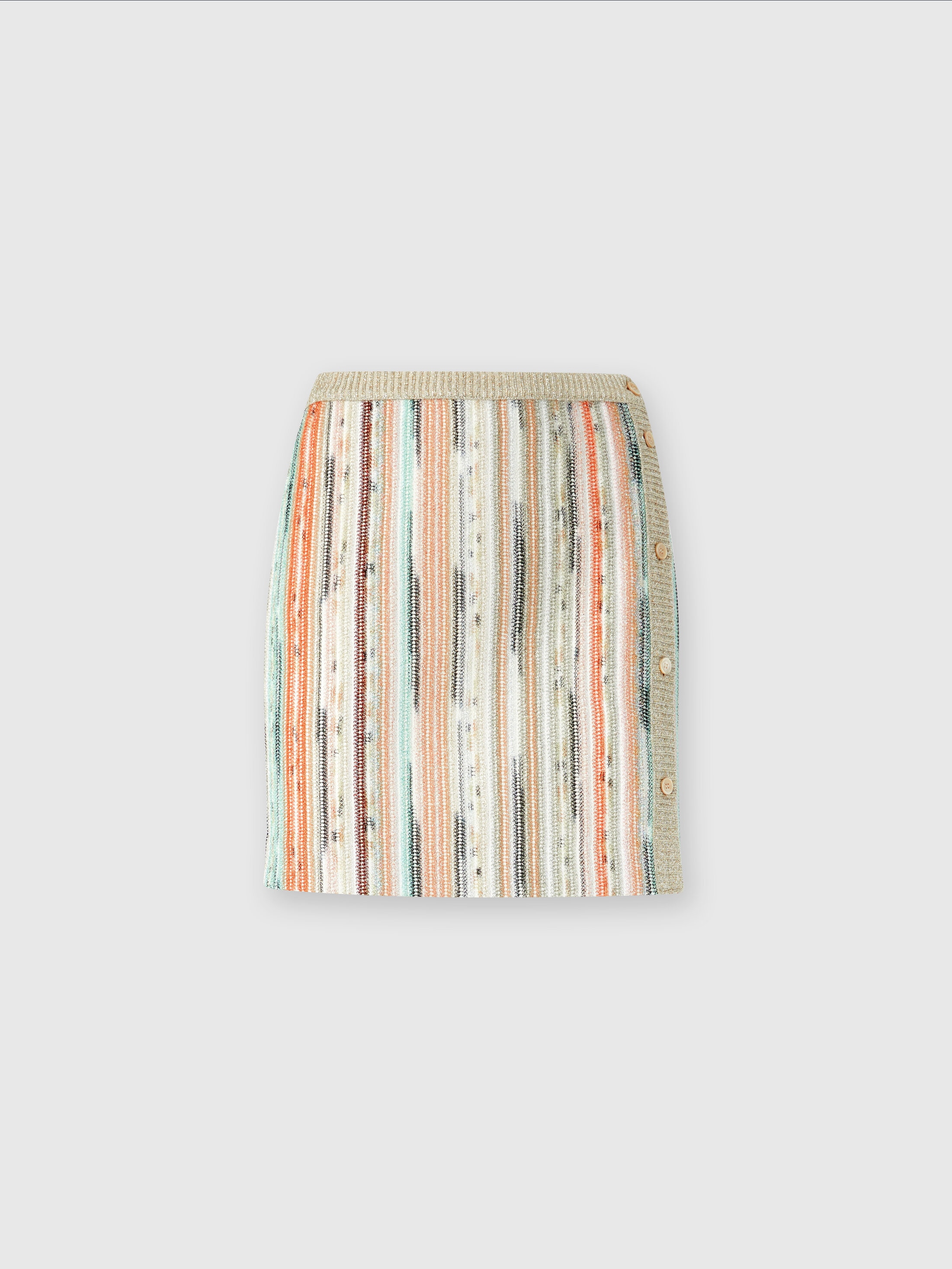Shop Missoni Minirock Aus Gestreifter Lamé-viskose In Flammen Mit Seitlicher Knopfleiste In Multicoloured
