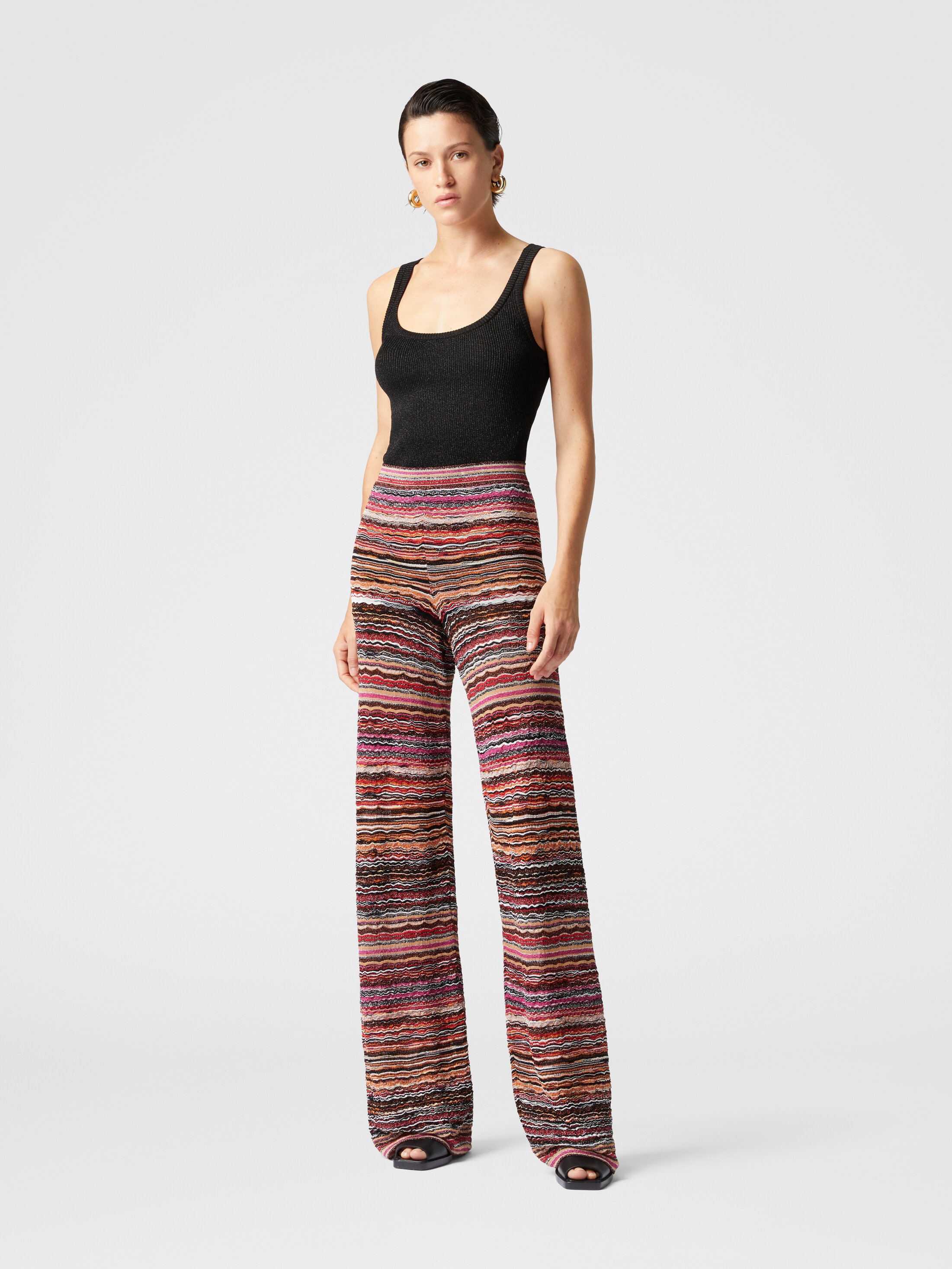 パンツ MISSONI SS25 (DS25SI05 BK044U93911) Classic trousers with lamé serrated zig zag pattern