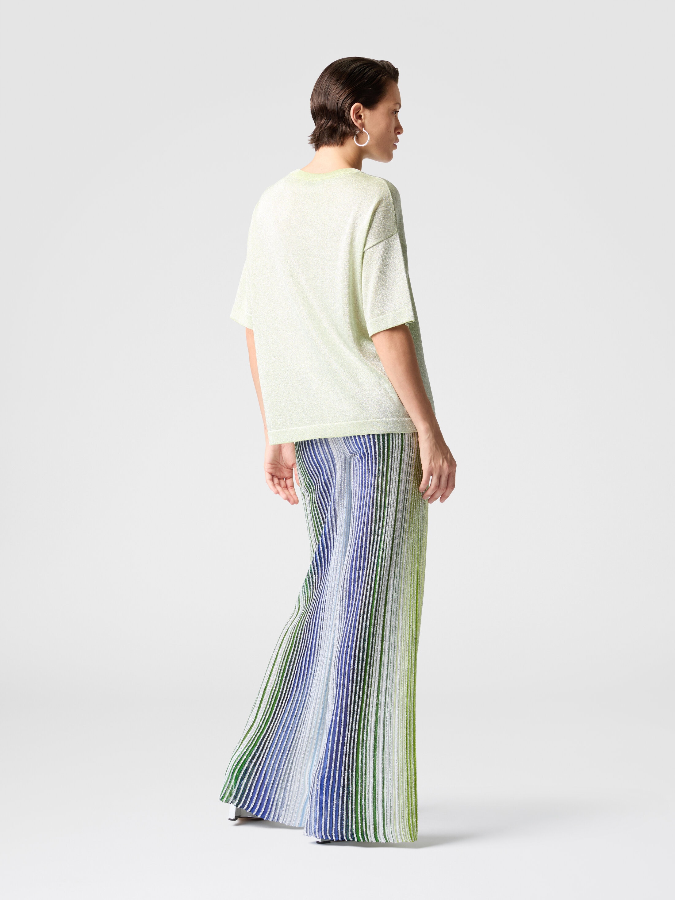 Partialized striped palazzo trousers with sequins