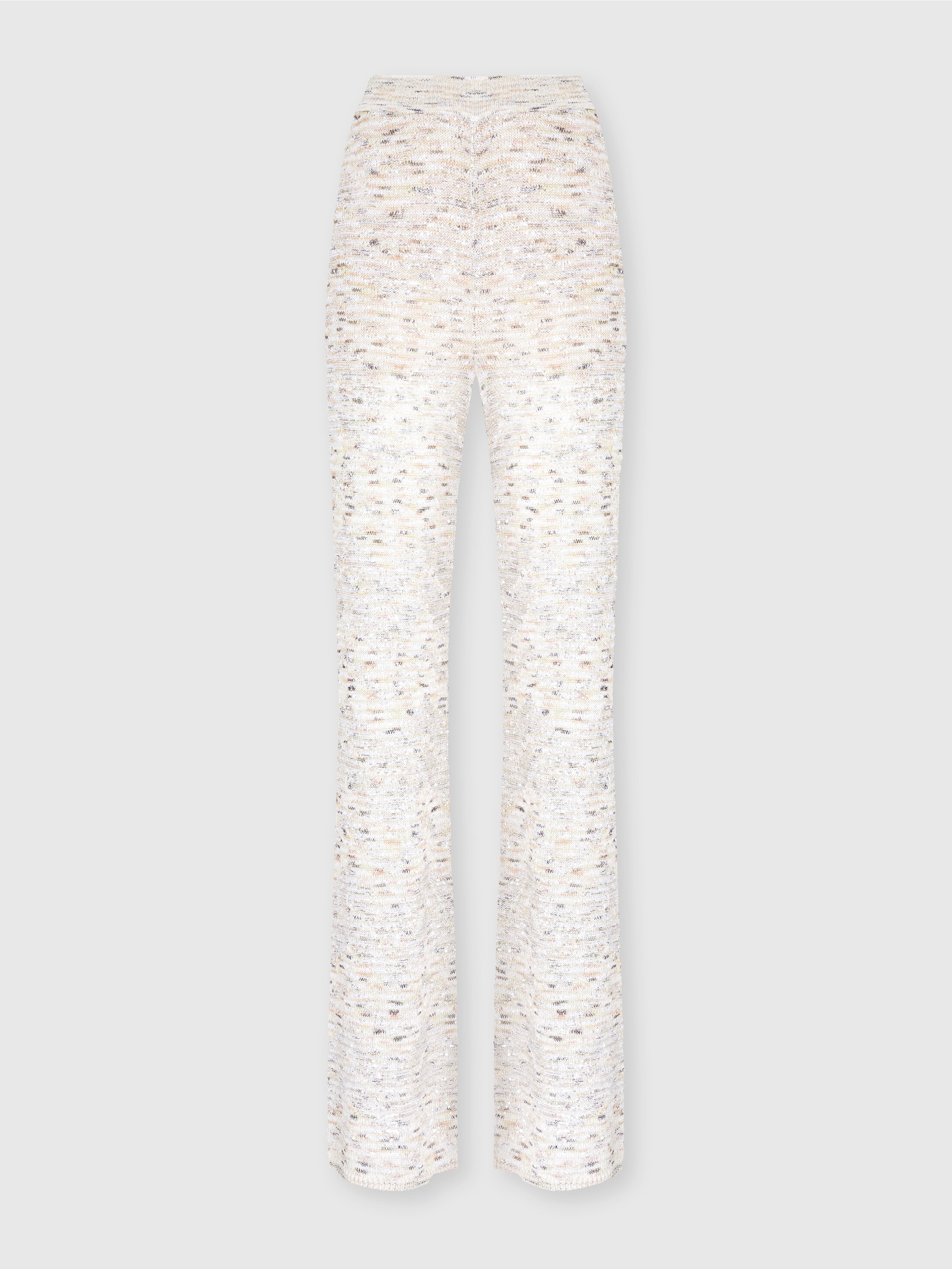 Missoni Flare Trousers In Slub Knit With Sequins In White,beige