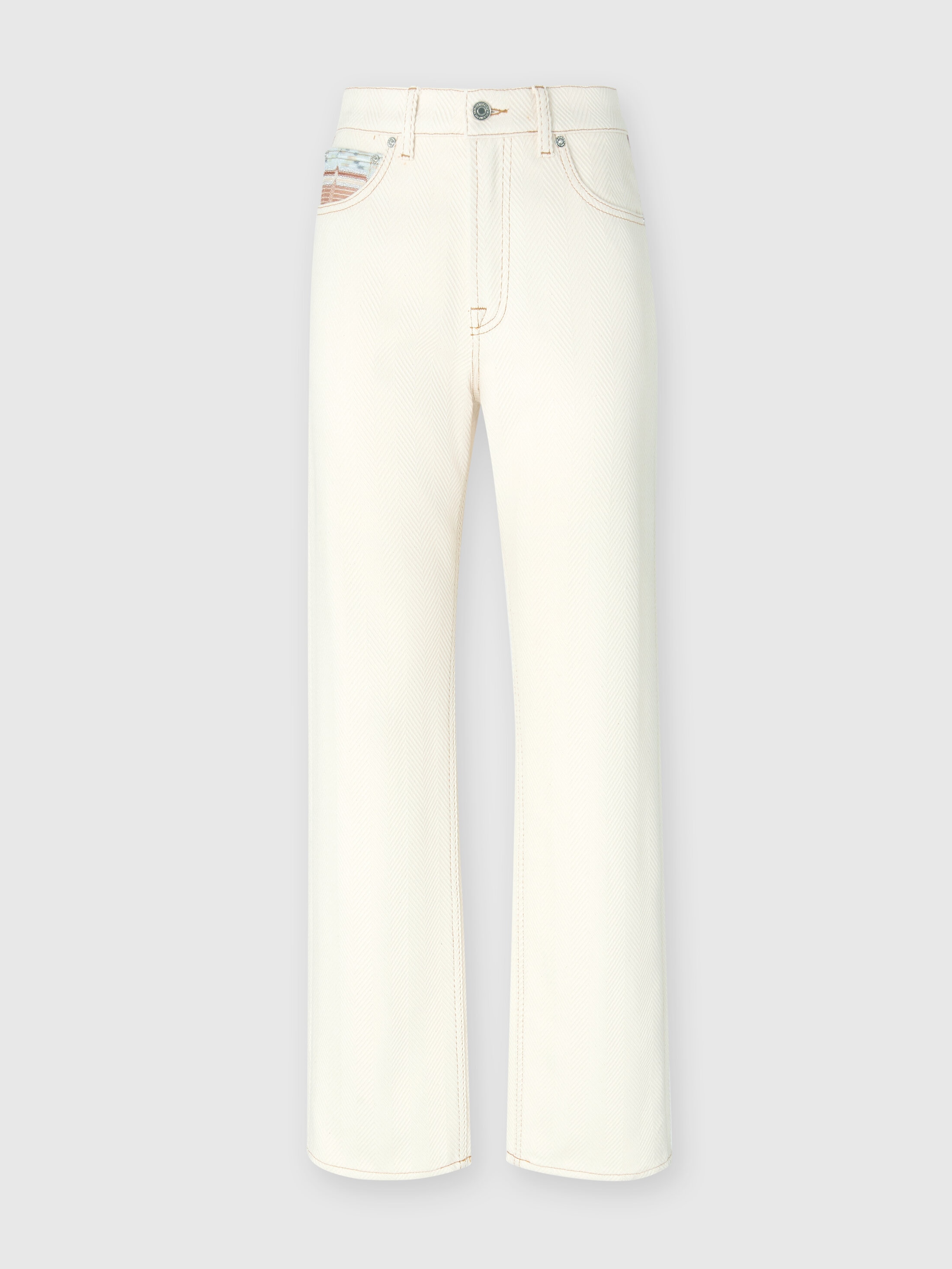 MISSONI FIVE DENIM POCKETS WITH ZIGZAG GREEK INSERTS 