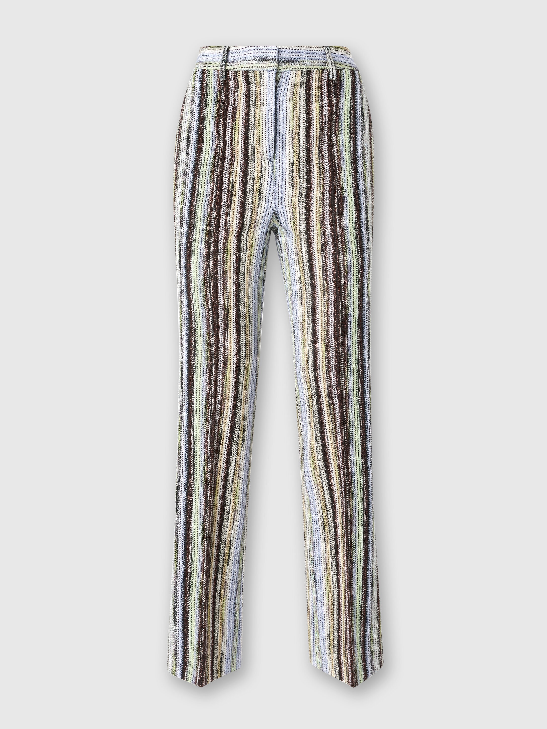 Missoni Klassische Hose Aus Gestreifter Lamé-slub-viskose Mit Verkürztem Saum In Multicoloured