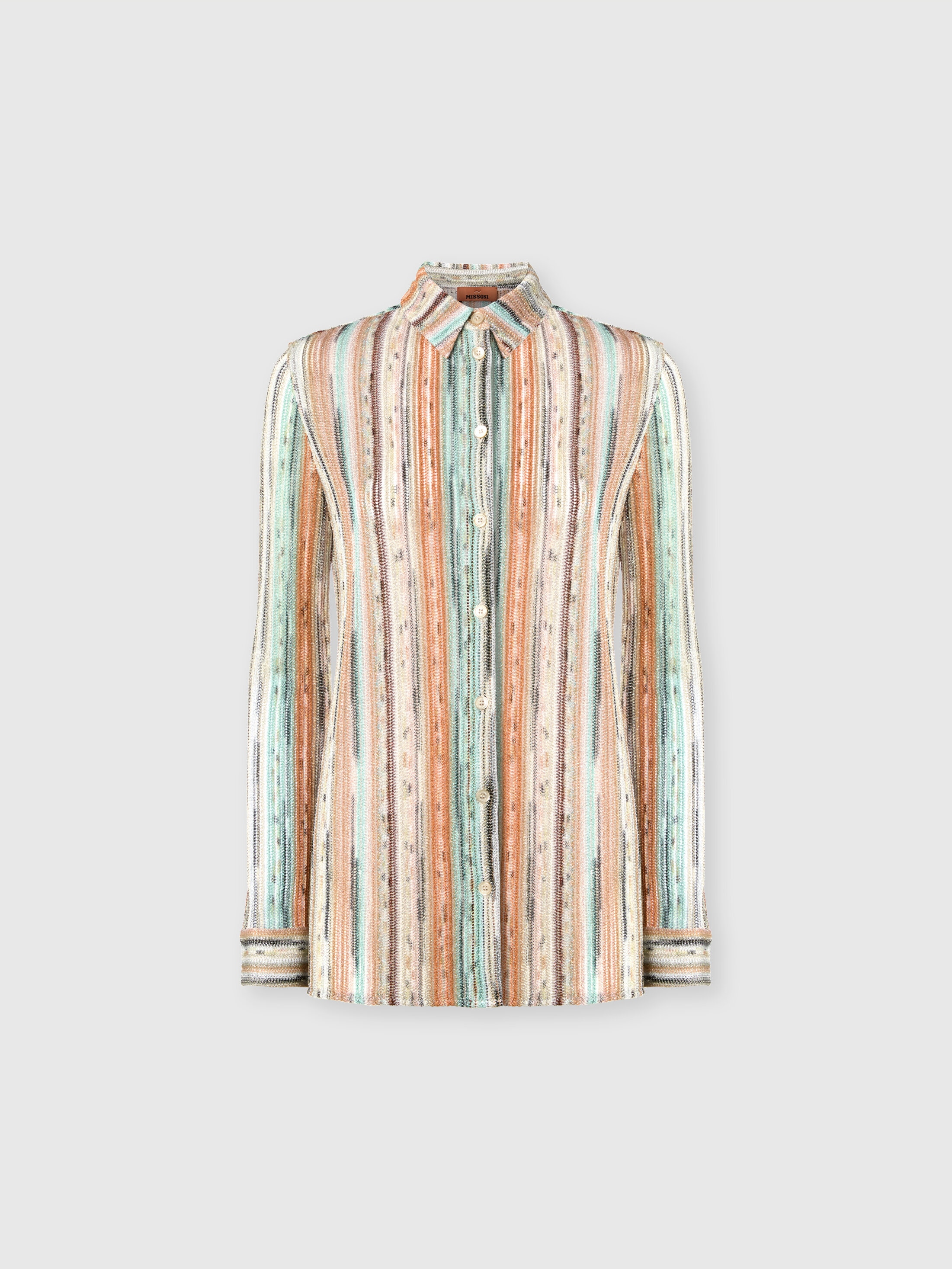 Striped lamé slub viscose knit shirt Multicoloured | Missoni
