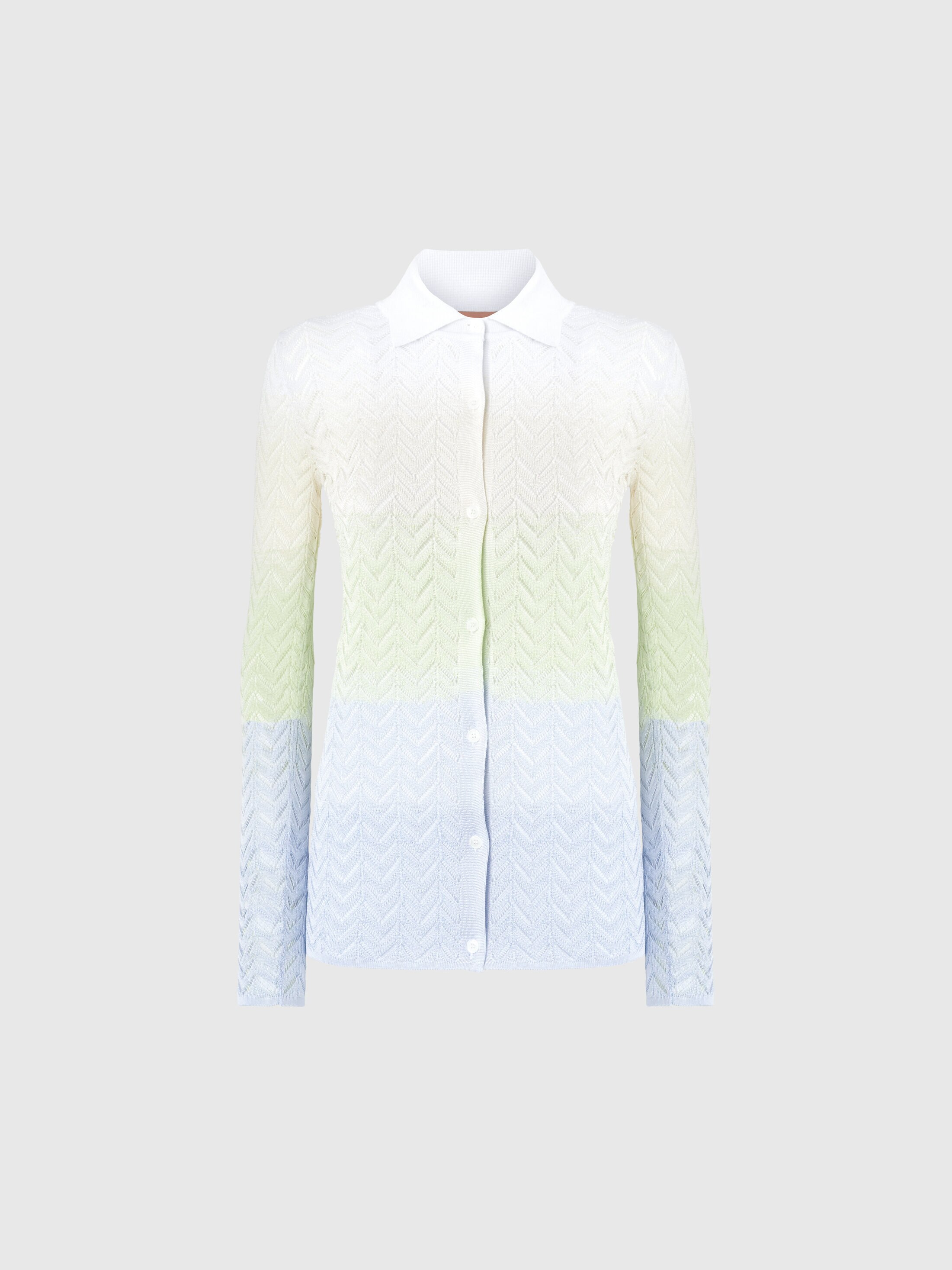 Missoni Gradient Chevron Viscose Knit Shirt In Multicoloured