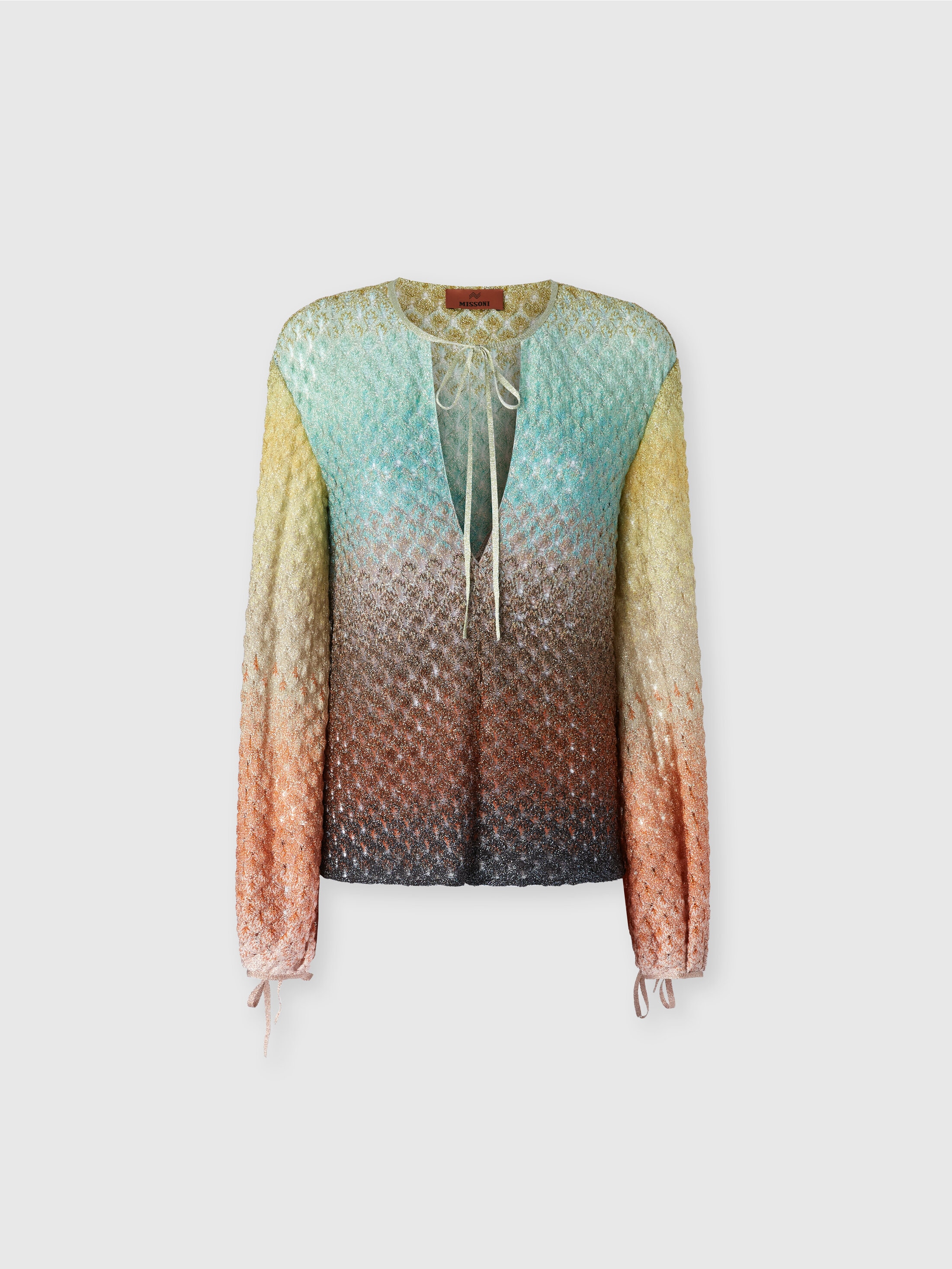 Shop Missoni Dégradé-spitzenbluse Mit V-ausschnitt In Multicoloured