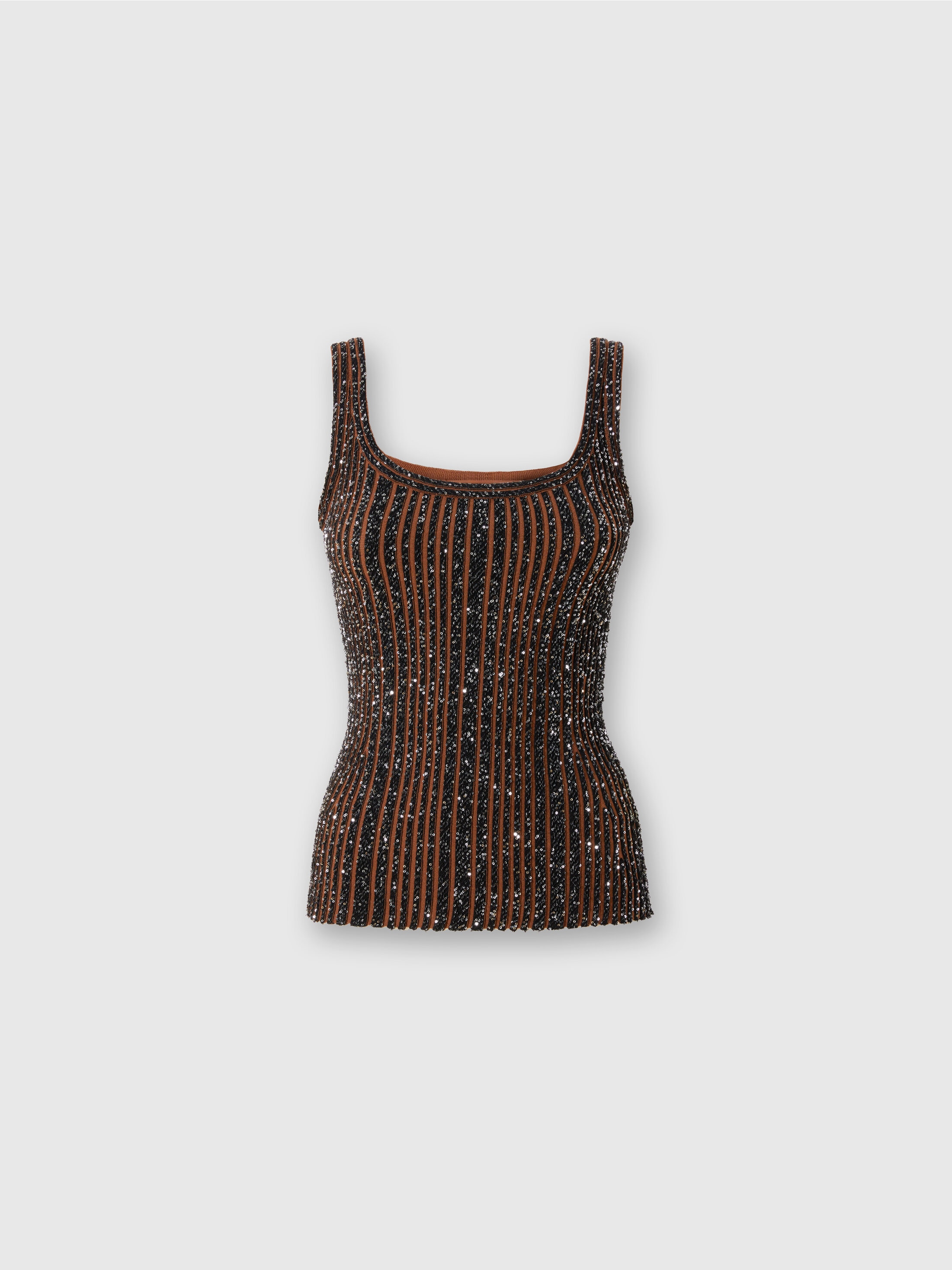 Shop Missoni Geripptes Tanktop Mit Pailletten In Black,brown