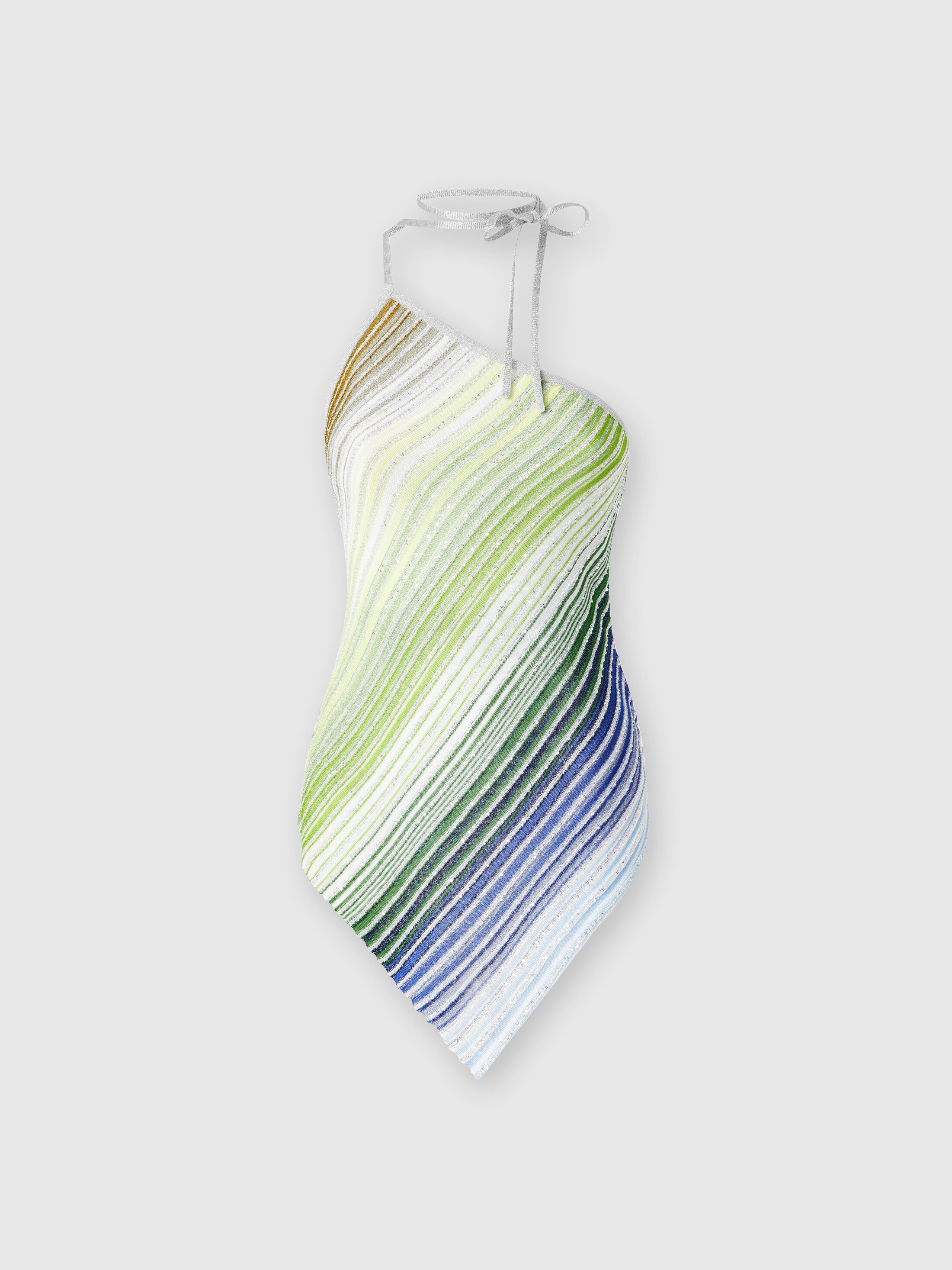 Missoni One-shoulder Sequin-embellished Striped Metallic Crochet-knit Top In Multicoloured