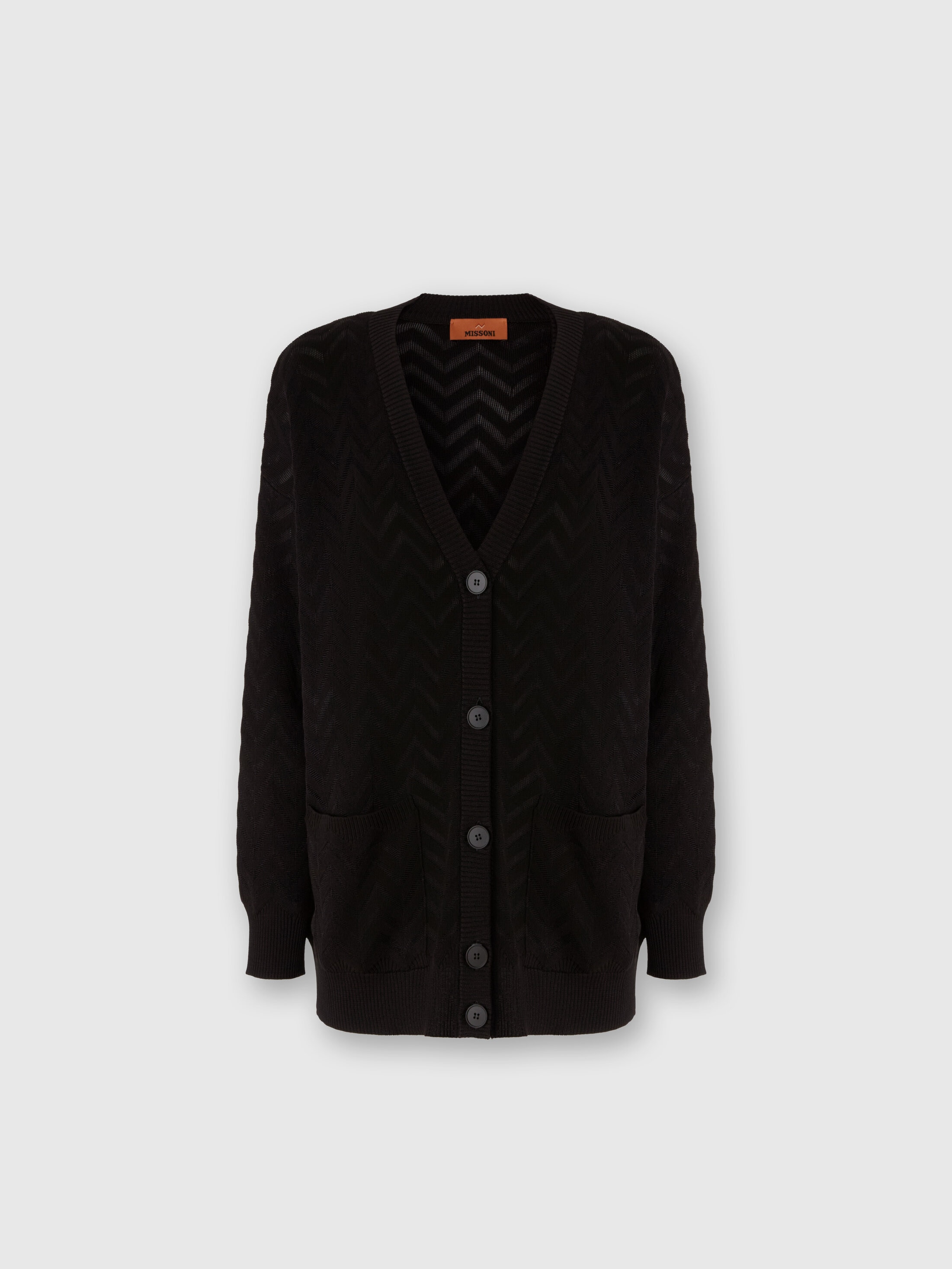 Shop Missoni Farblich Abgestimmter Oversize-cardigan Mit Chevron In Black