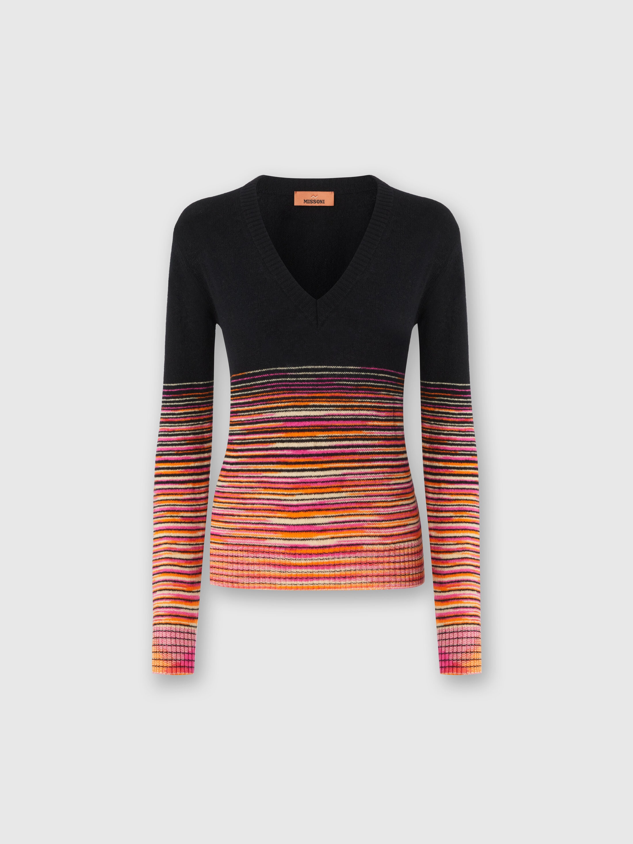 MISSONI KASCHMIRPULLOVER MIT DÉGRADÉ UND V-AUSSCHNITT IN SLUB 