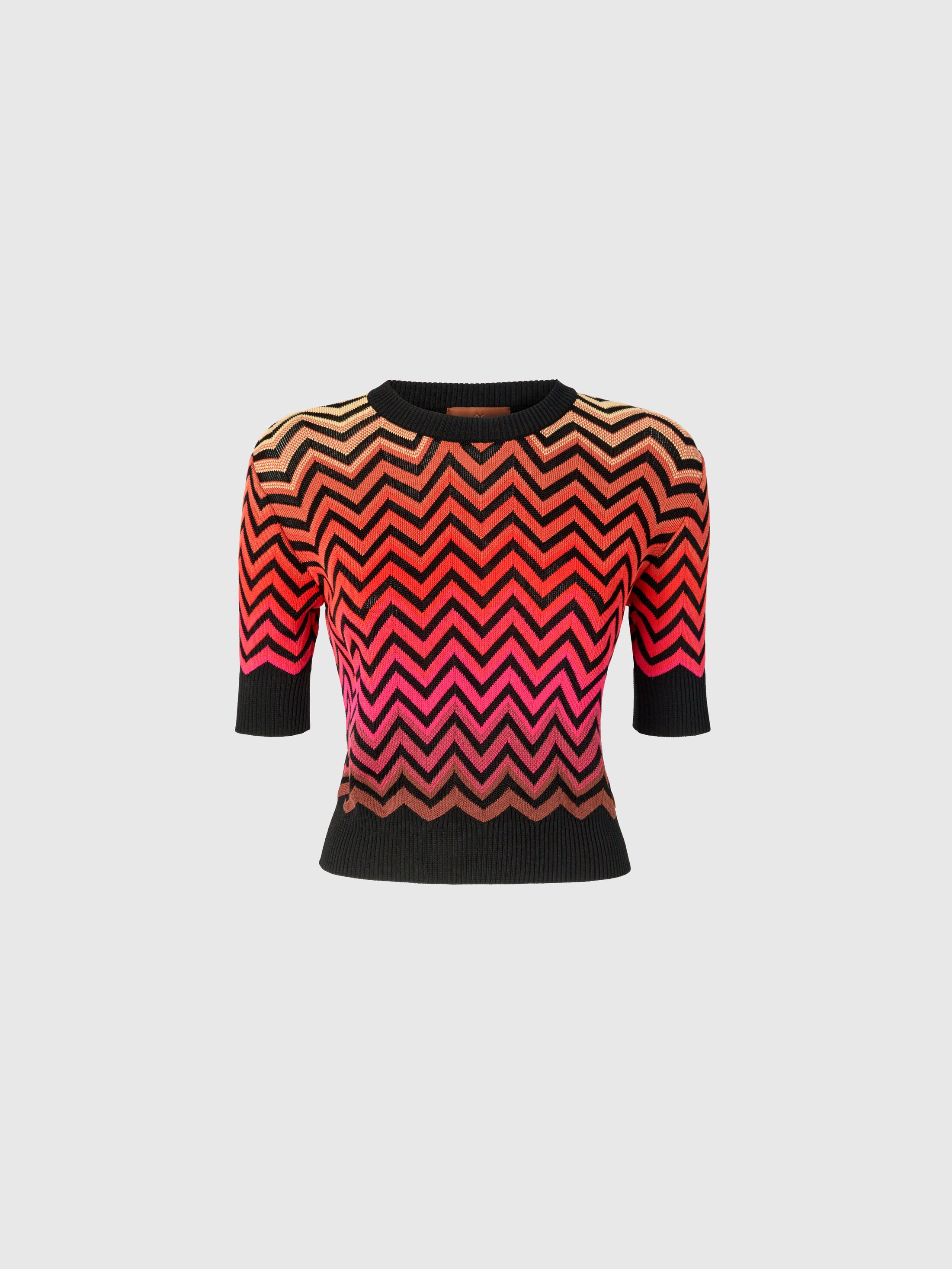 MISSONI KURZÄRMELIGER PULLOVER MIT RUNDHALSAUSSCHNITT UND DÉGRADÉ-CHEVRON-MOTIV 