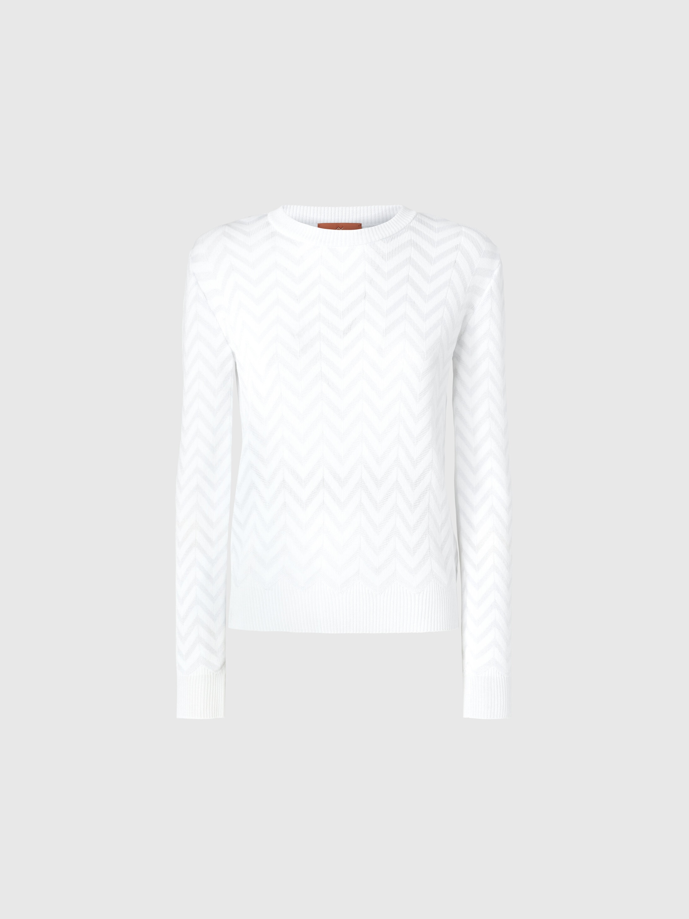 Missoni Chevron-knit Crew-neck Sweater In White