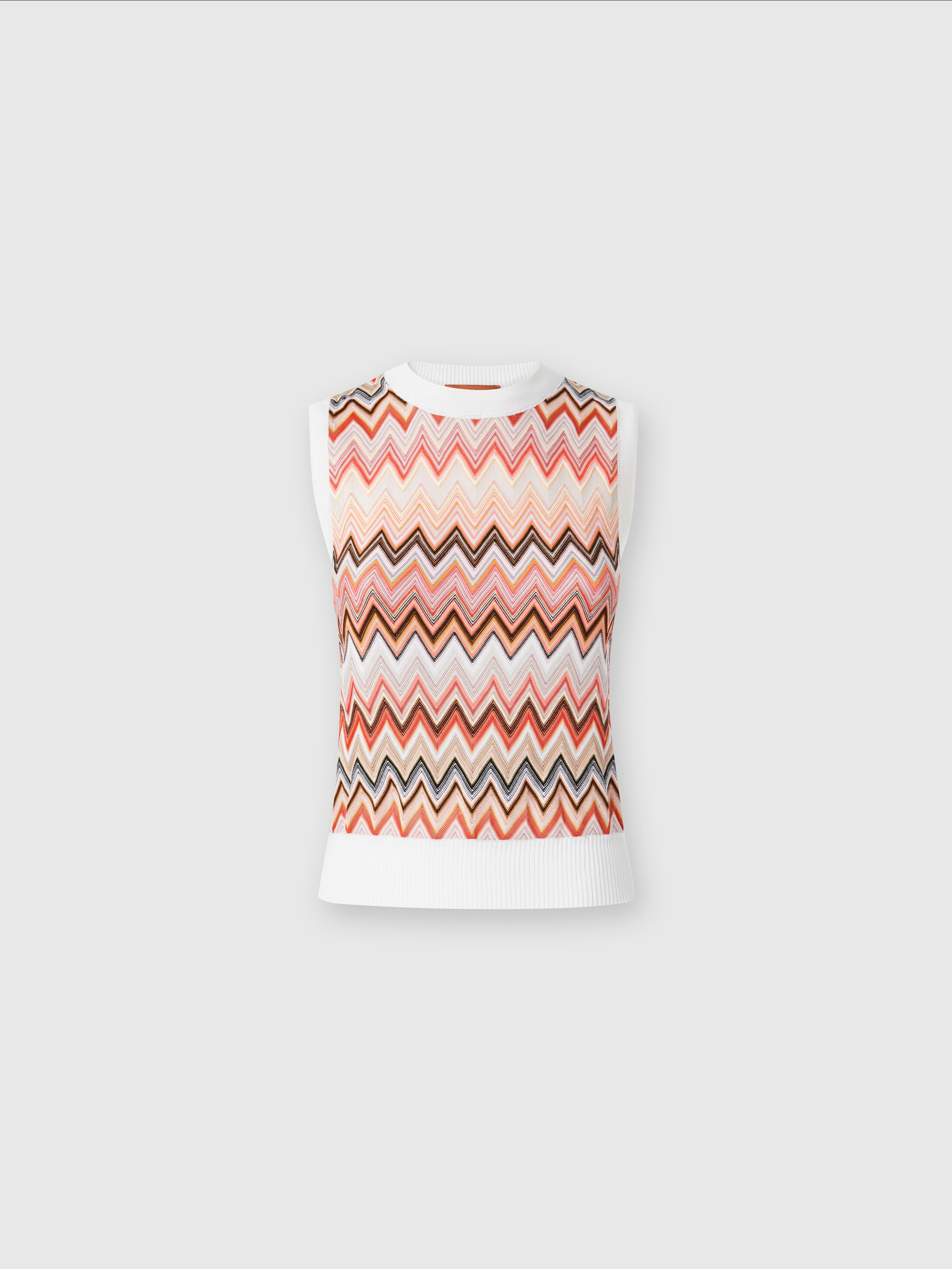 Missoni Viscose-blend Crewneck Vest With Chevron Insert In Multicoloured