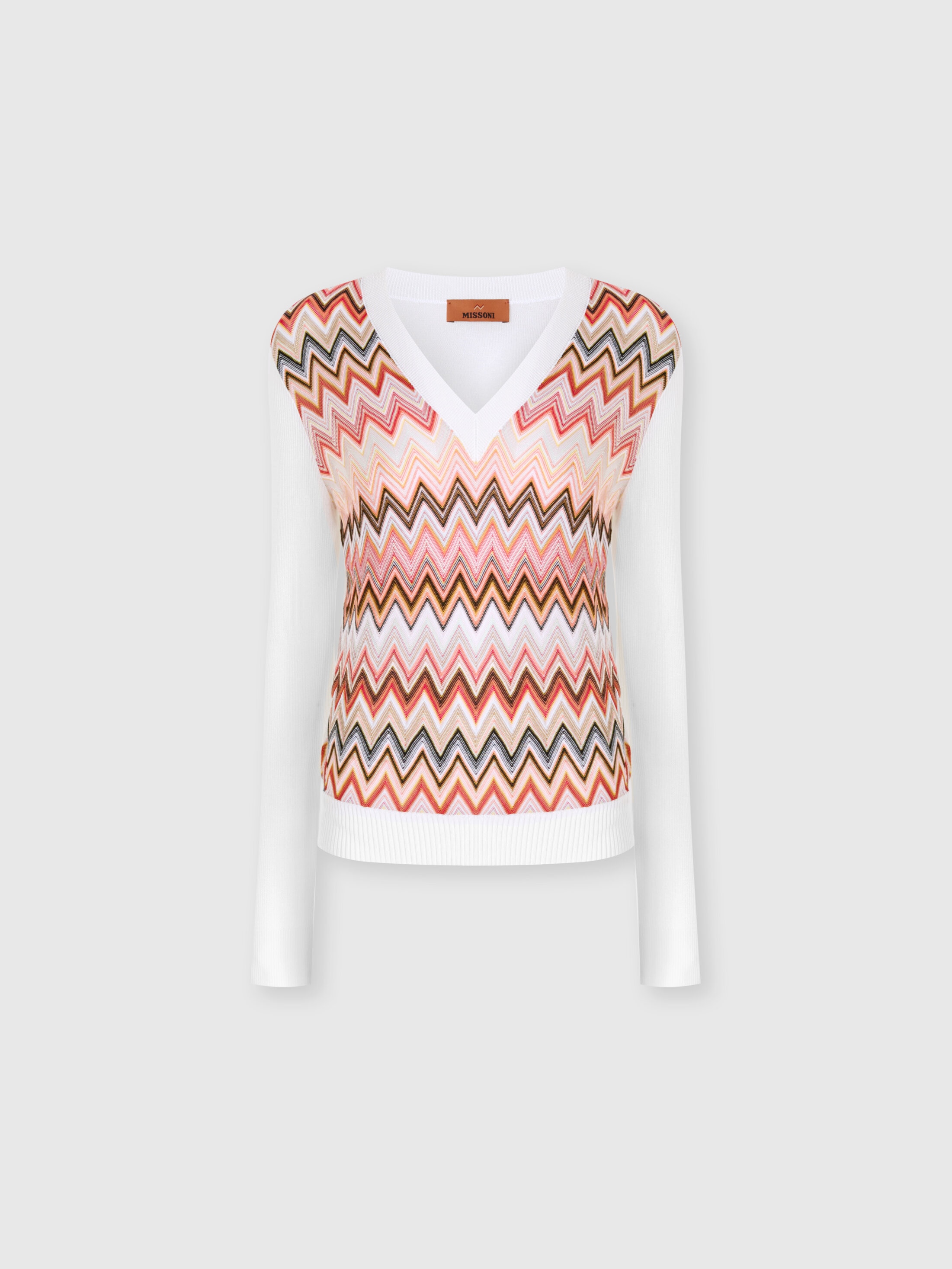 MISSONI PULLOVER AUS EINER VISKOSEMISCHUNG MIT CHEVRON-EINSATZ UND V-AUSSCHNITT 