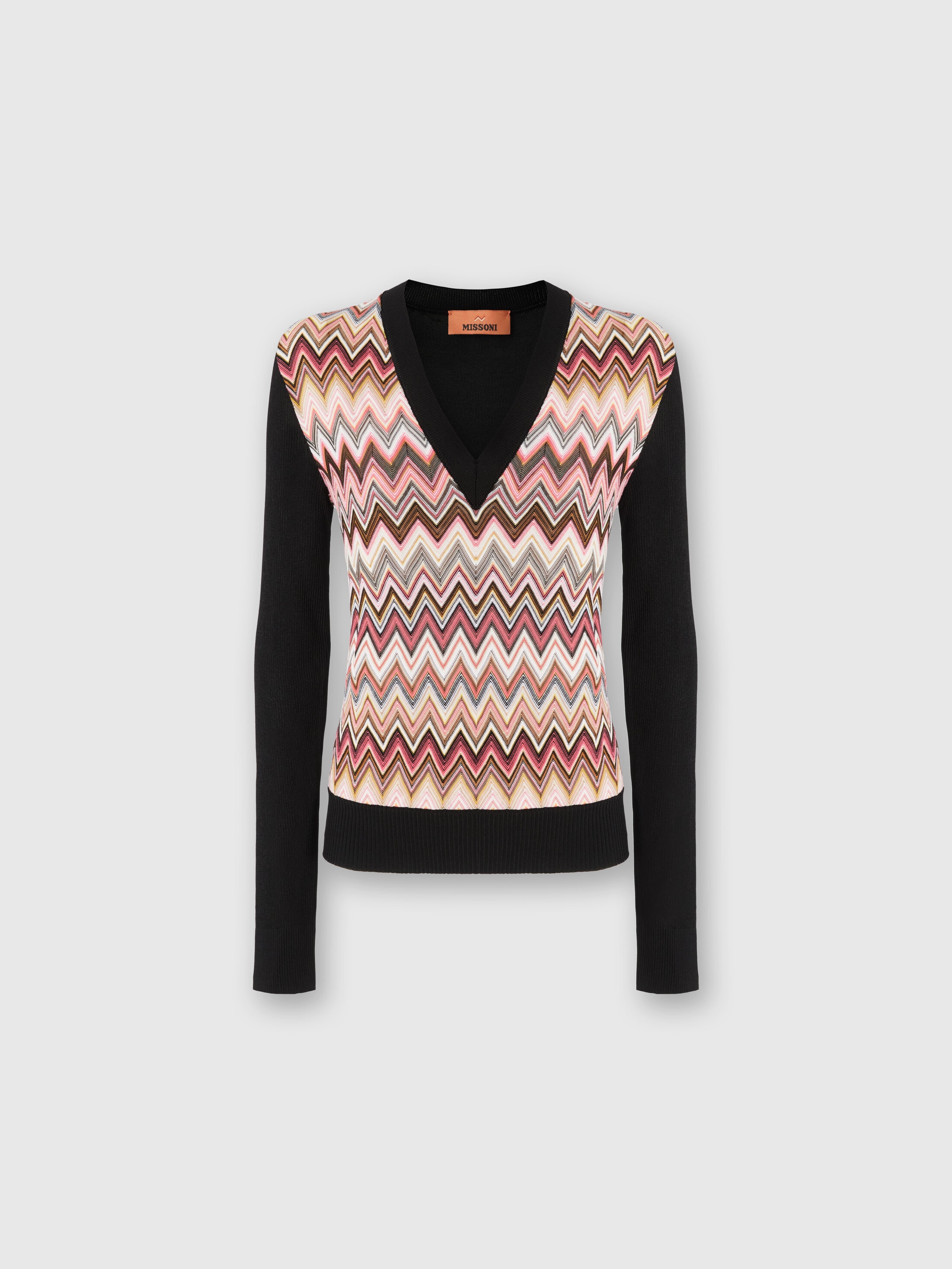 MISSONI PULLOVER AUS EINER VISKOSEMISCHUNG MIT CHEVRON-EINSATZ UND V-AUSSCHNITT 