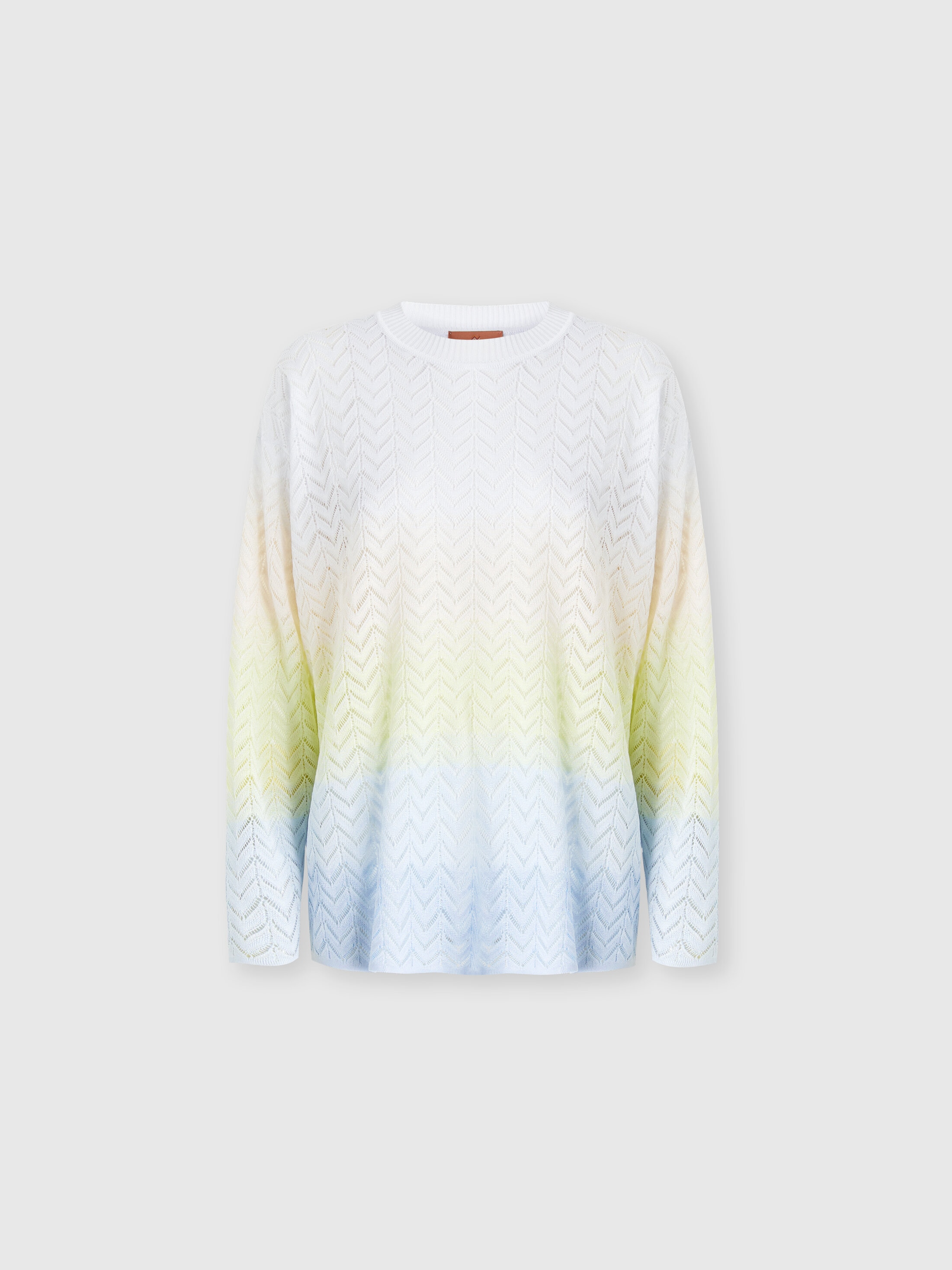 Missoni Oversized Crewneck Sweater In Gradient Chevron Viscose In Multicoloured