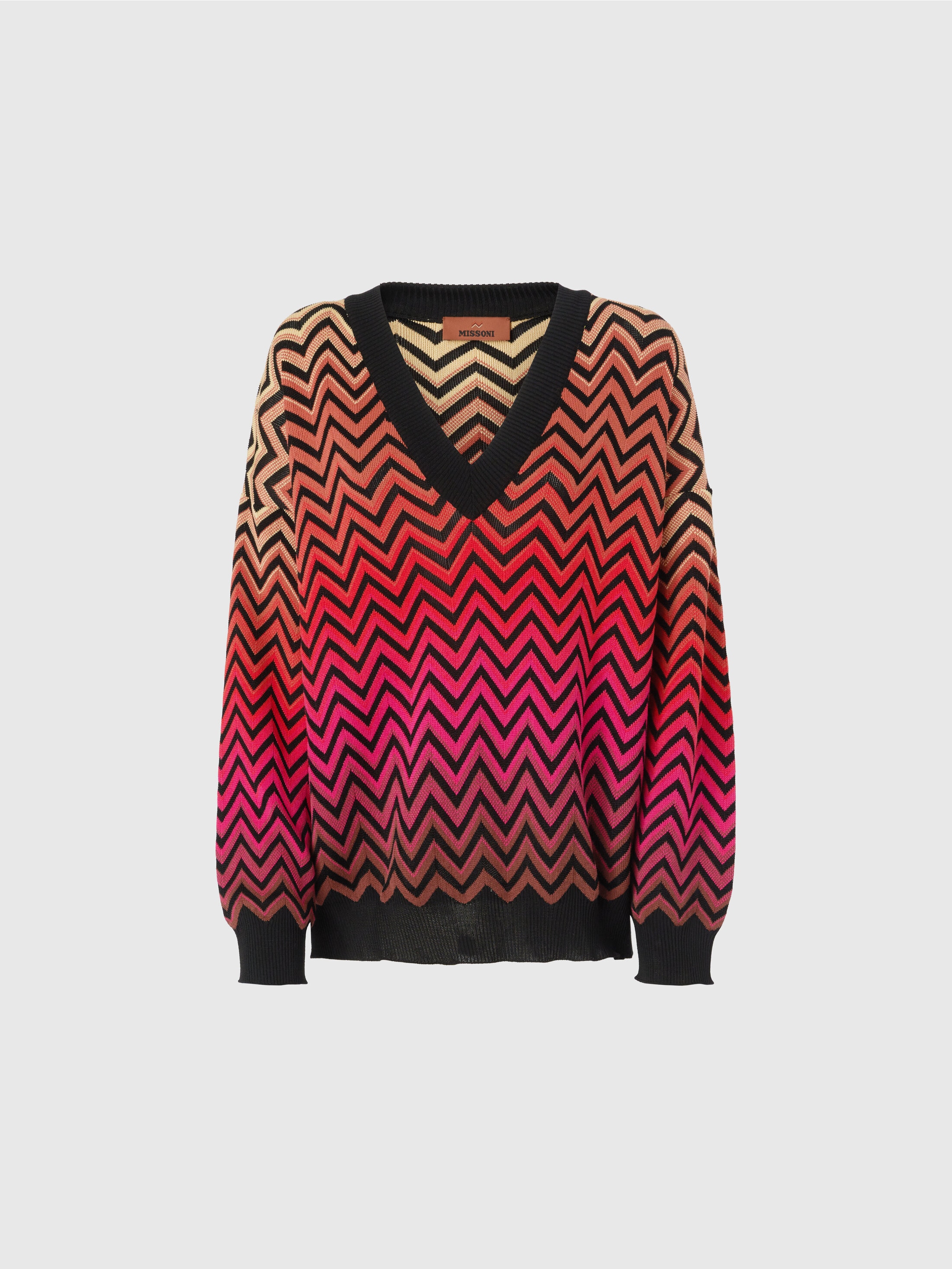 MISSONI OVERSIZE-PULLOVER MIT DÉGRADÉ-CHEVRON UND V-AUSSCHNITT 