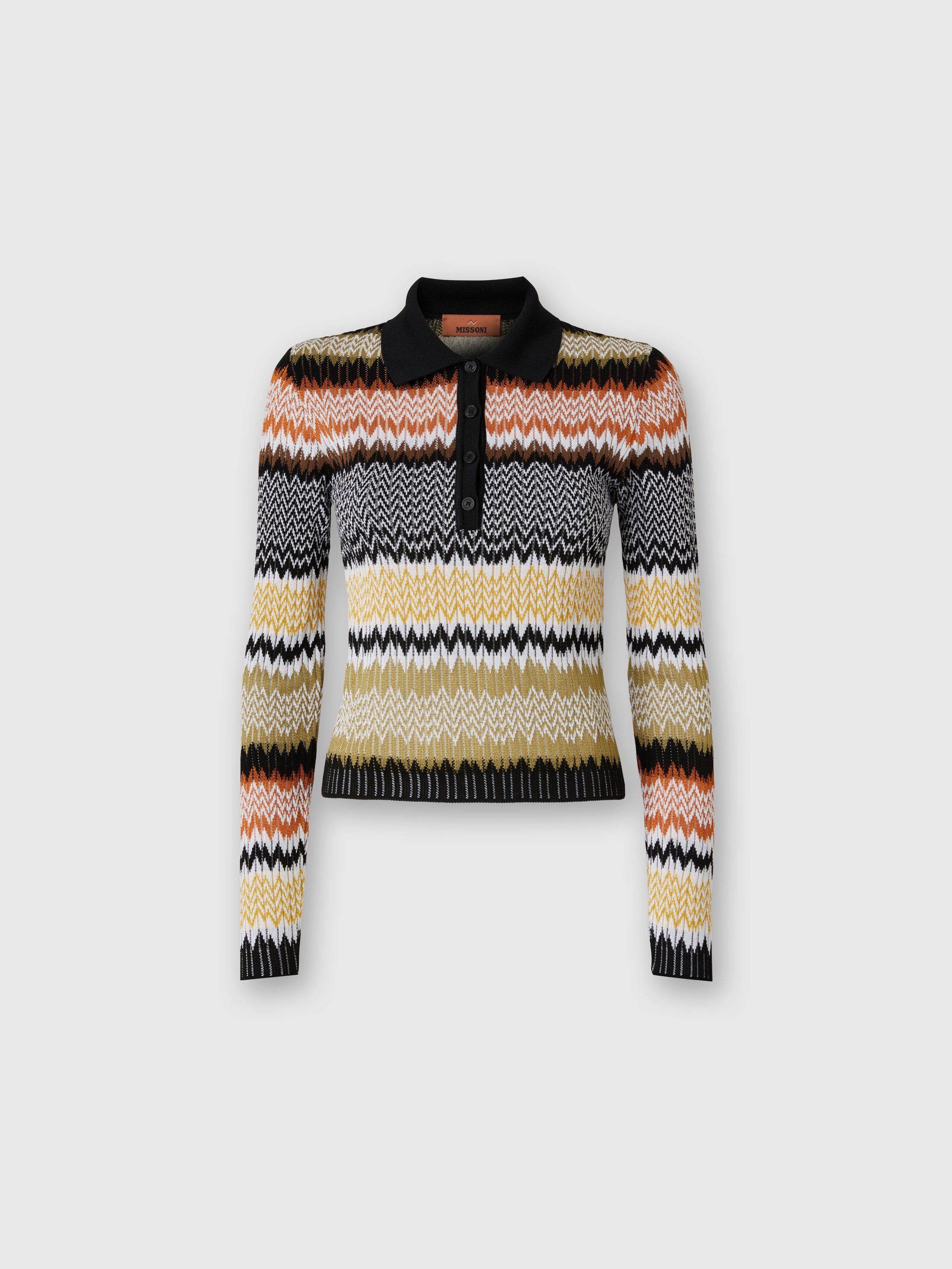 Missoni Long Sleeve Polo With Revisited Chevron Pattern In Multi